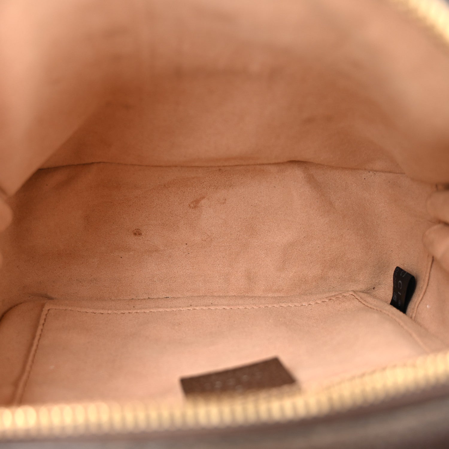 GG Supreme Monogram Mini Ophidia Top Handle Shoulder Bag Brown