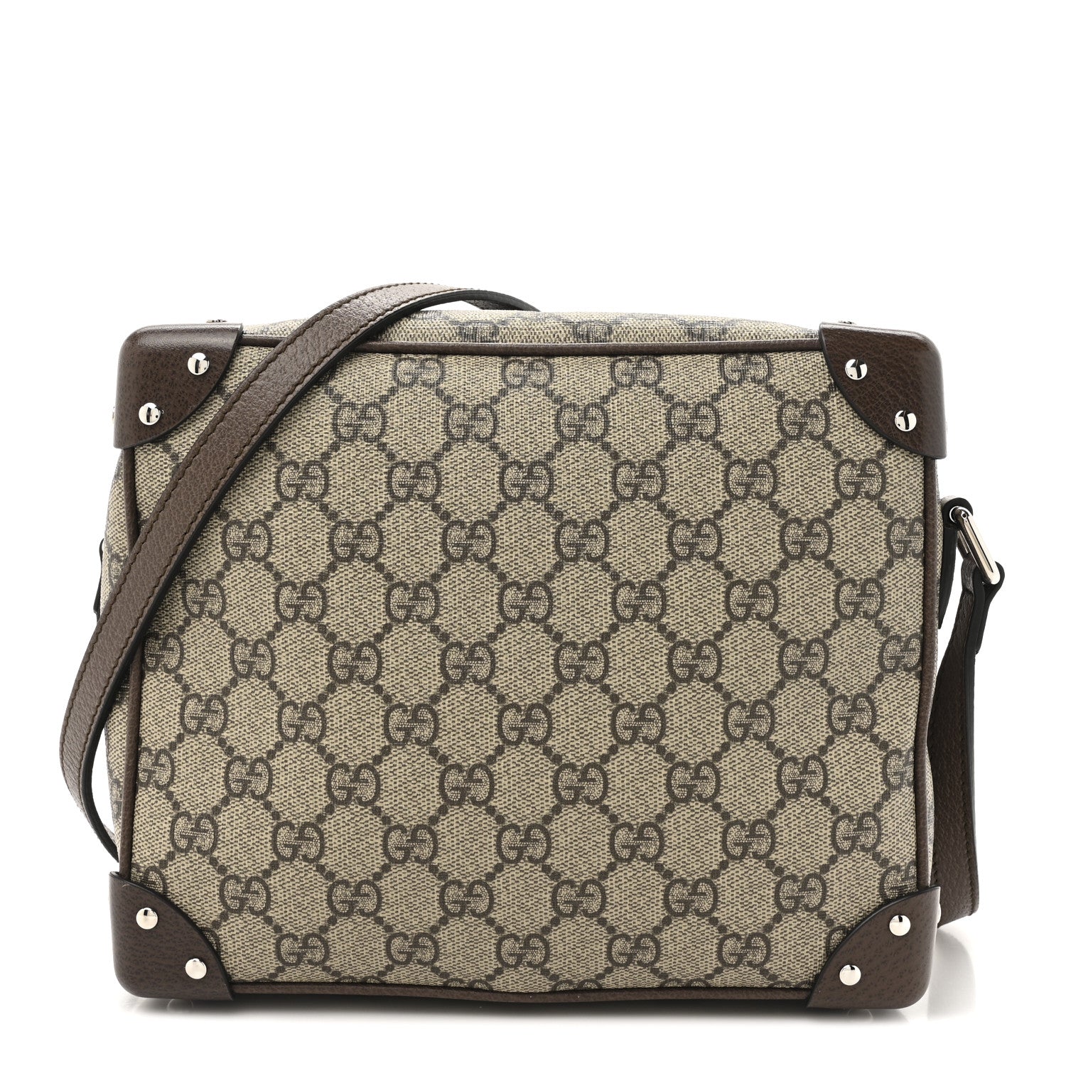 GG Supreme Monogram Textured Calfskin Square Messenger Bag Beige Ebony New Acero