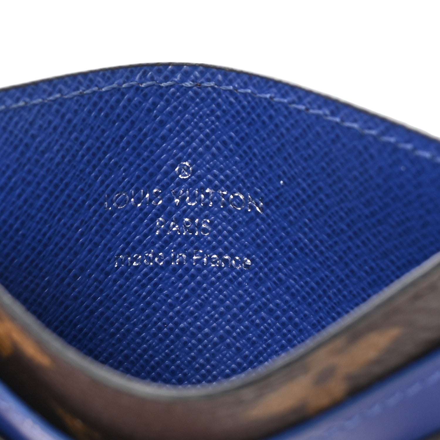 Monogram Macassar Double Card Holder Indigo Blue