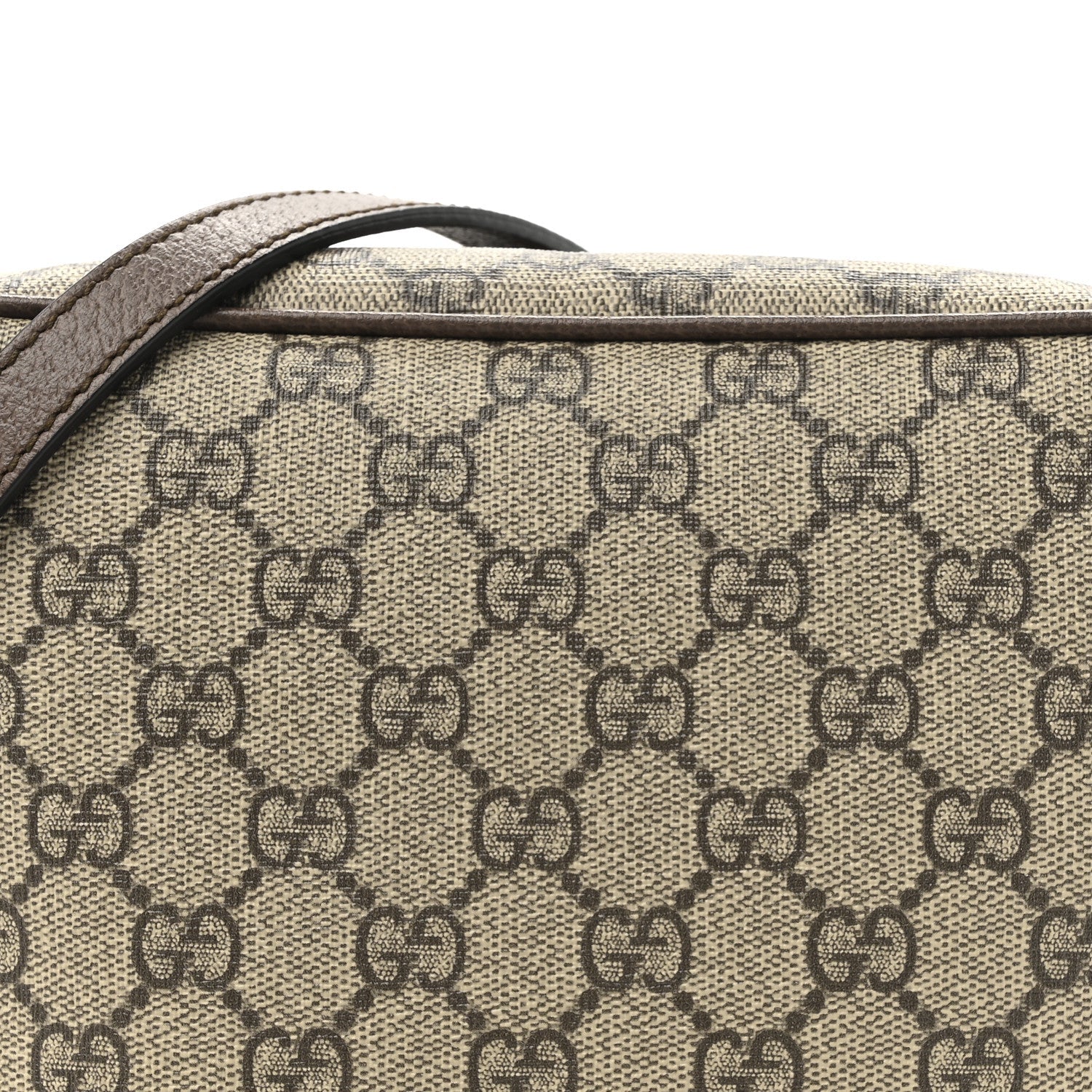 GG Supreme Monogram Textured Calfskin Square Messenger Bag Beige Ebony New Acero