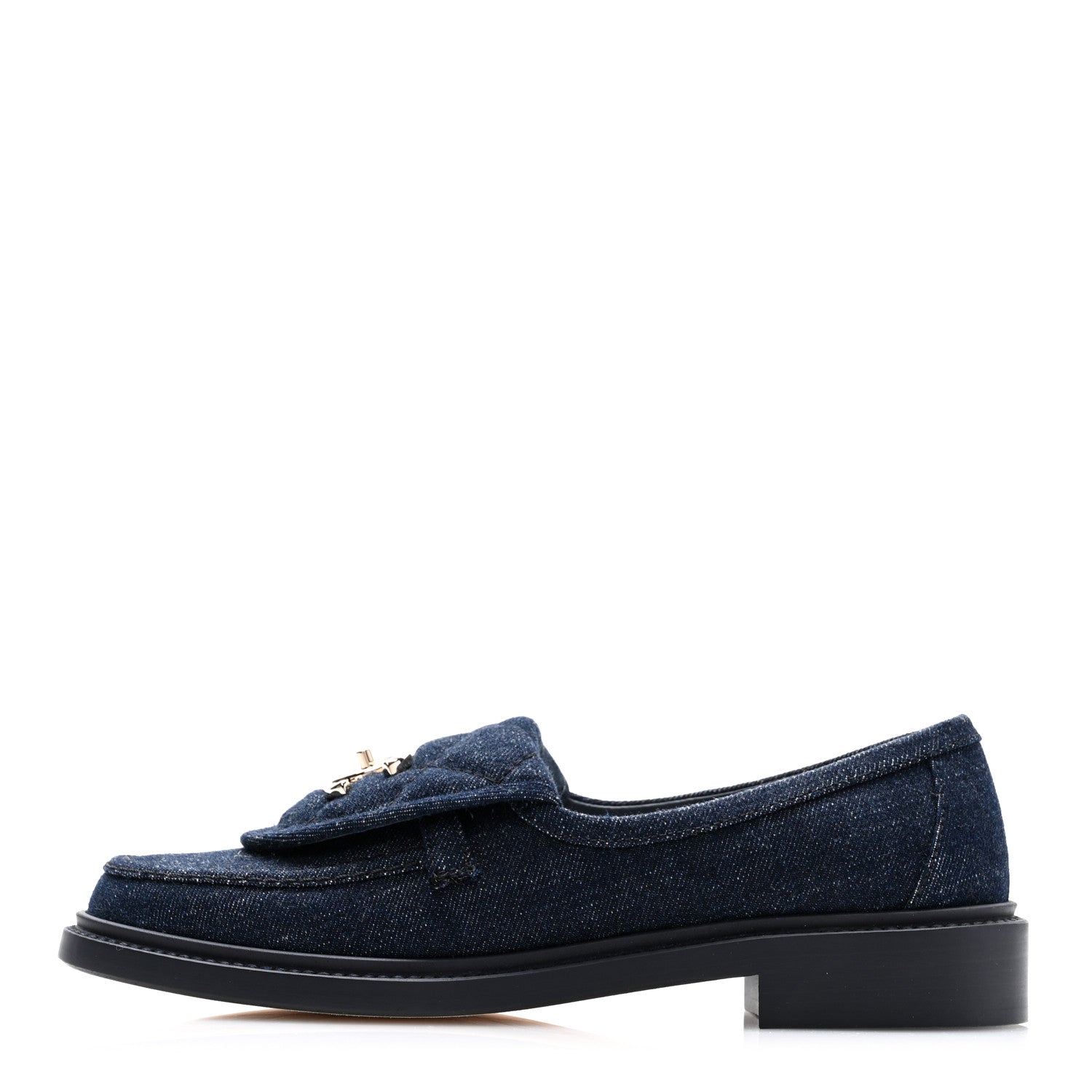 Denim CC Turnlock Loafers 36.5 Dark Blue