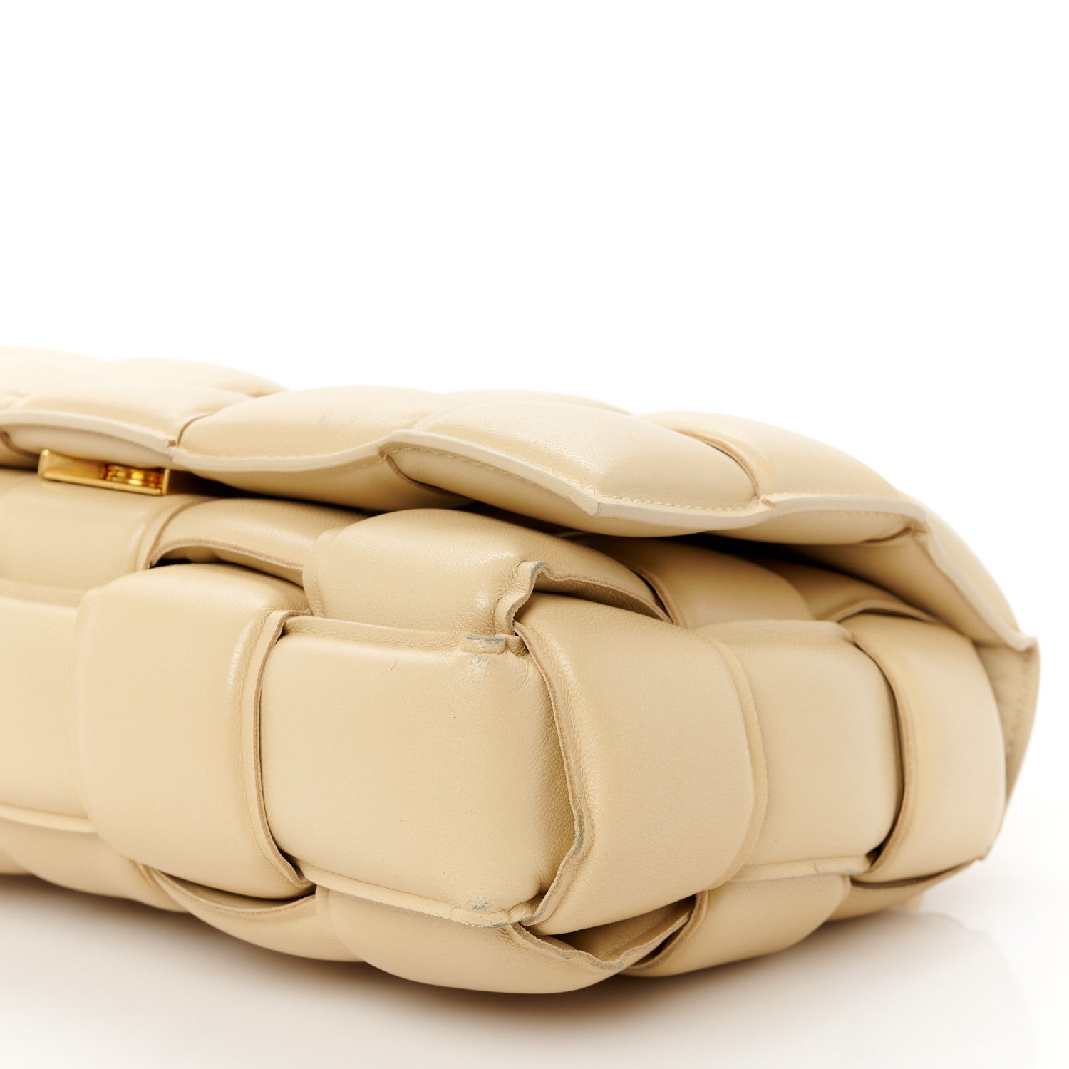 Lambskin Maxi Intreccio Padded Chain Cassette Crossbody Bag Porridge