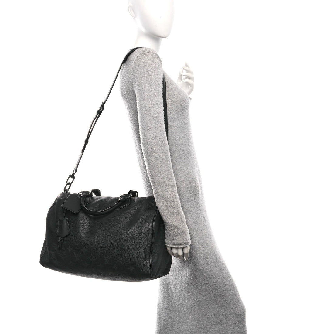 Calfskin Monogram Speedy P9 Bandouliere 40 Ultra Black