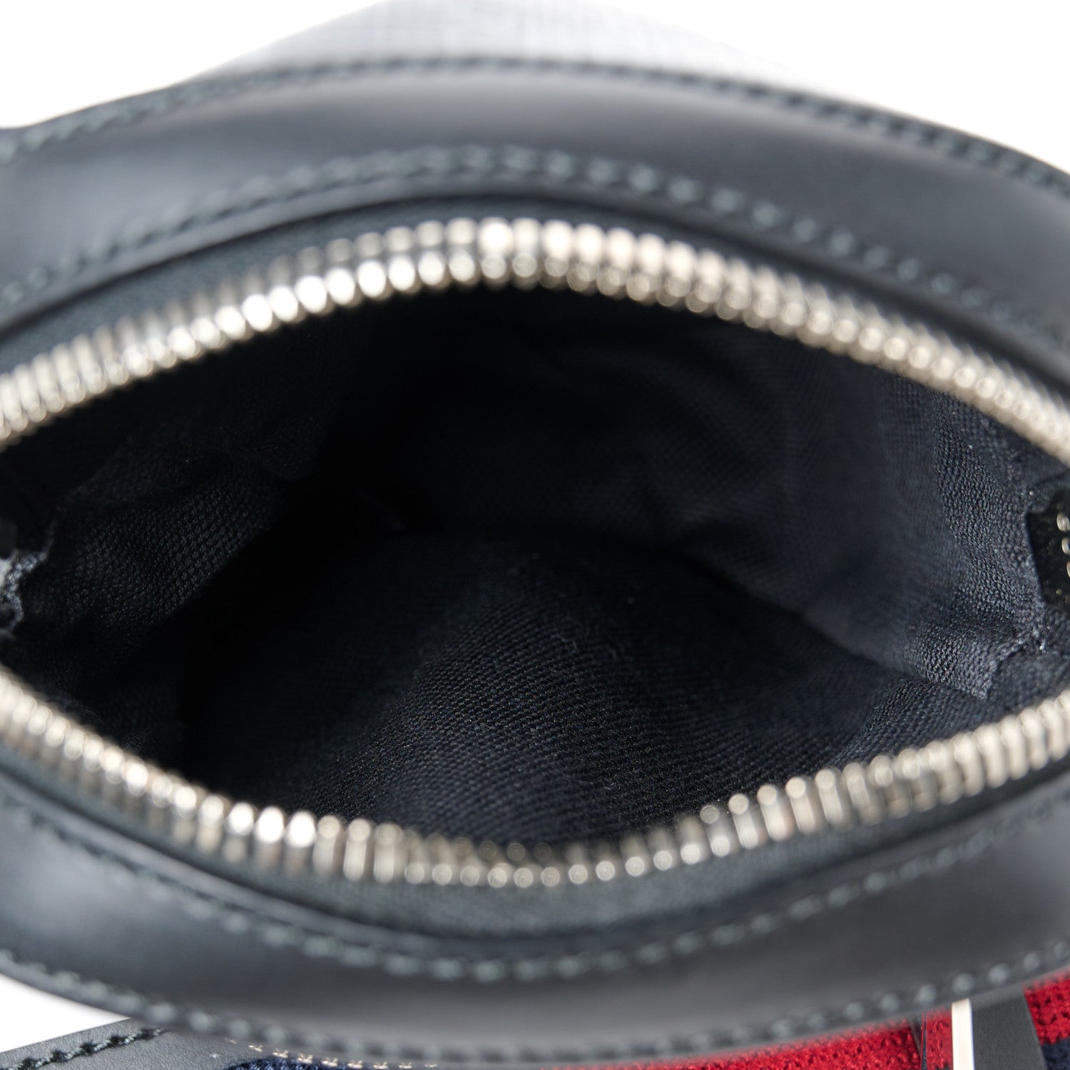 GG Supreme Monogram Appia Calfskin Web Small Camera Messenger Bag Black Grey