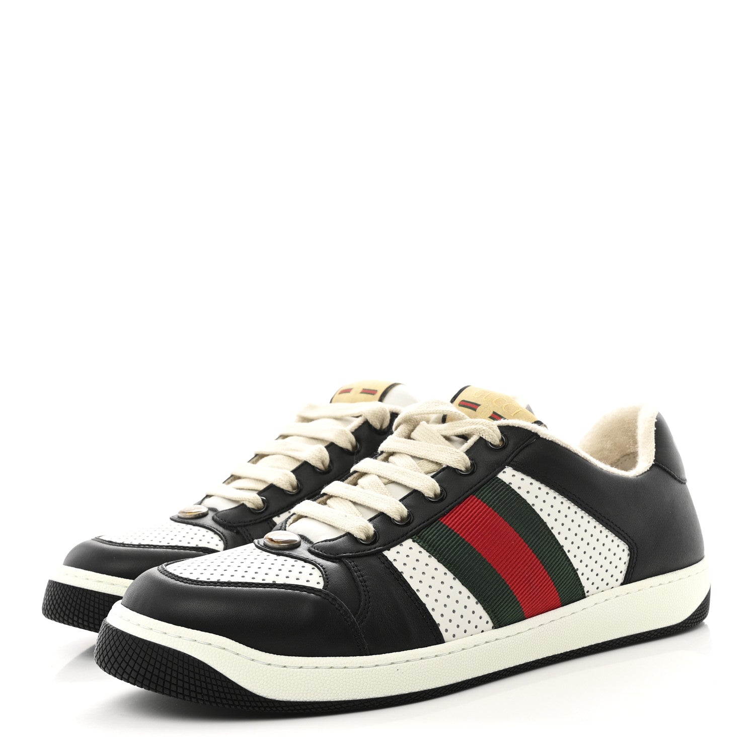 Calfskin Web Mens Screener Sneakers 9.5 Black White