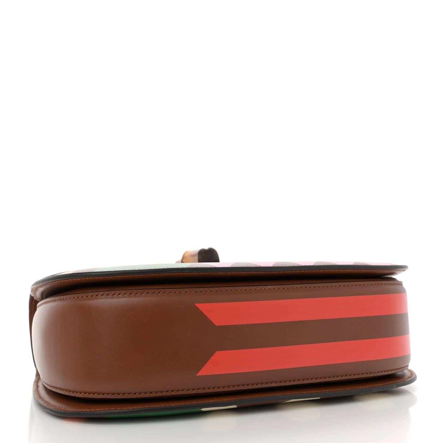 Calfskin Geometric Print Medium Bamboo 1947 Top Handle Bag Brown