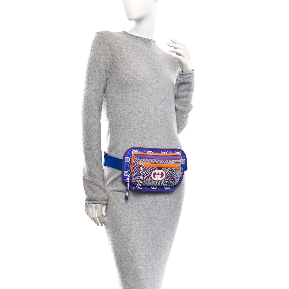 Jersey GG Monogram All Over Sporty Belt Bag Grey White Multicolor