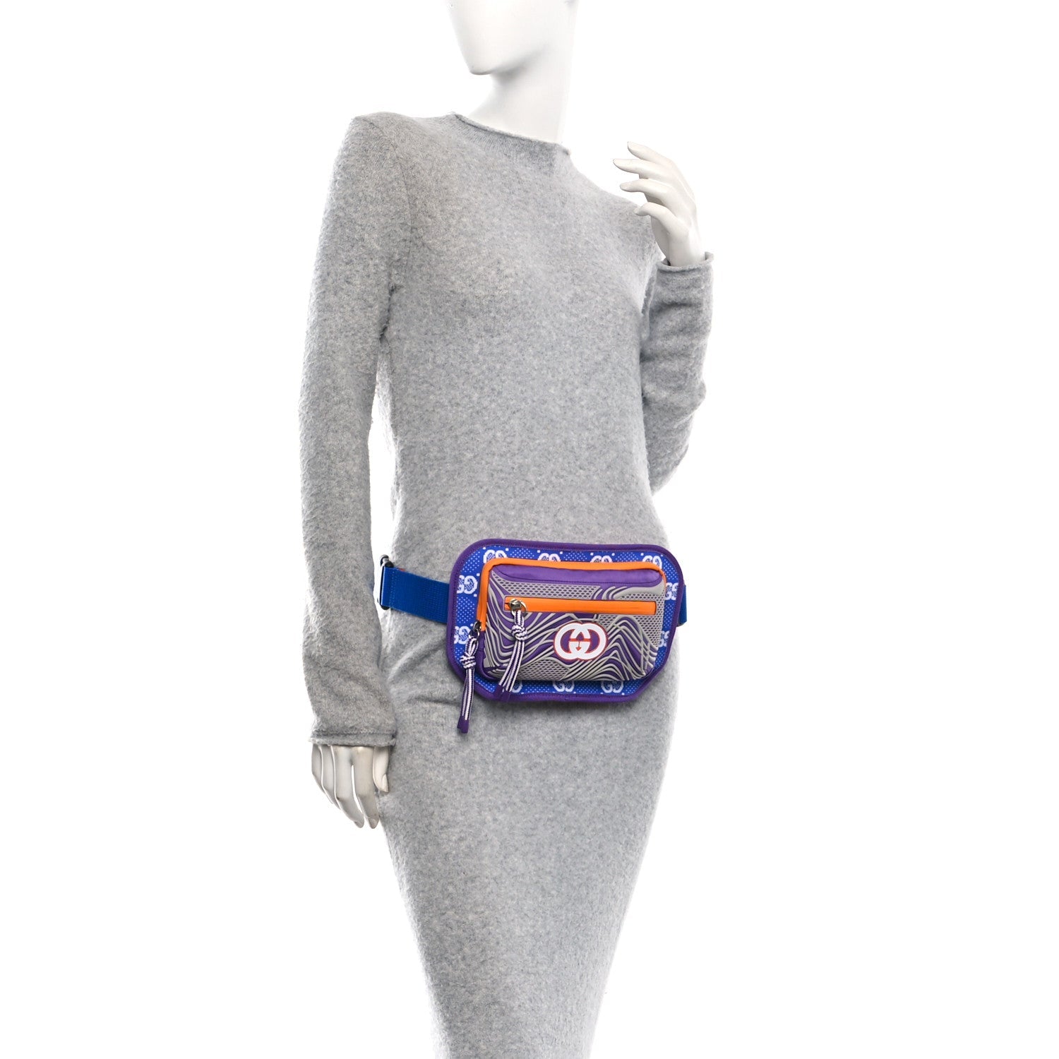 Jersey GG Monogram All Over Sporty Belt Bag Grey White Multicolor