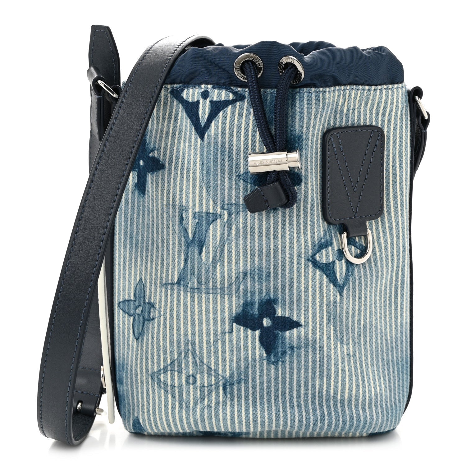 Hickory Stripes Denim Monogram Watercolor Sac Marin BB Blue