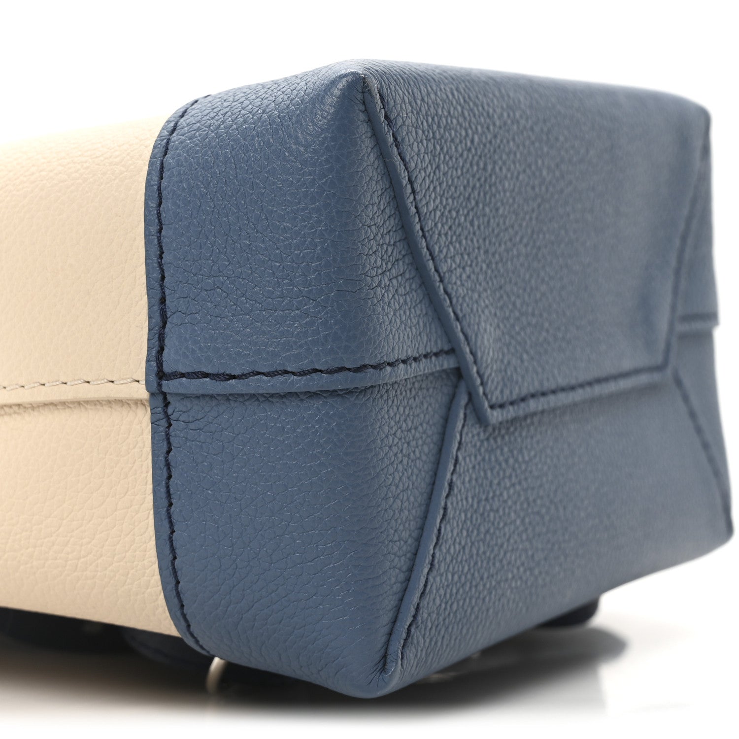 Calfskin Lockme Mini Backpack Blue Jean Creme