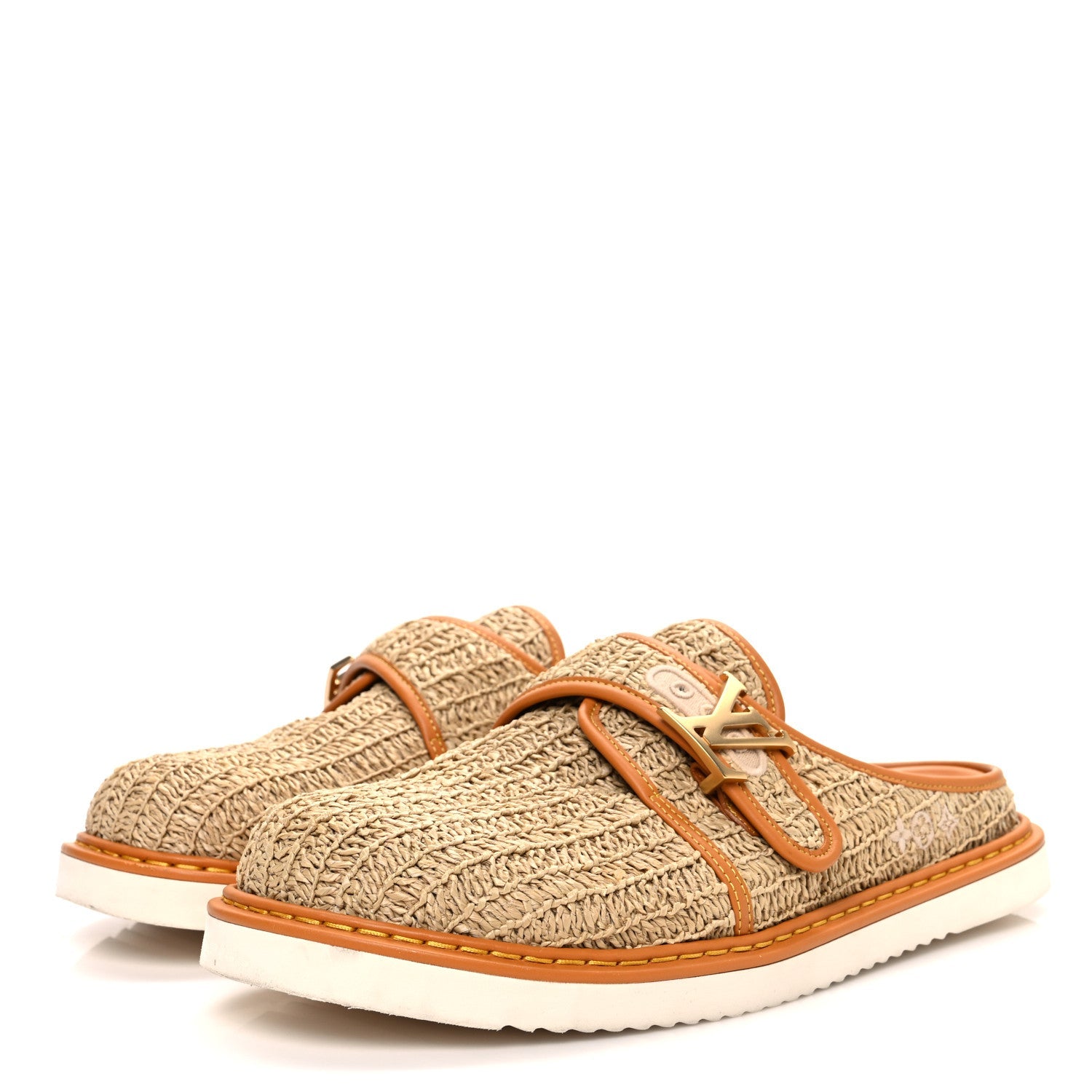 Raffia LV Easy Mens Mule 9.5 Beige
