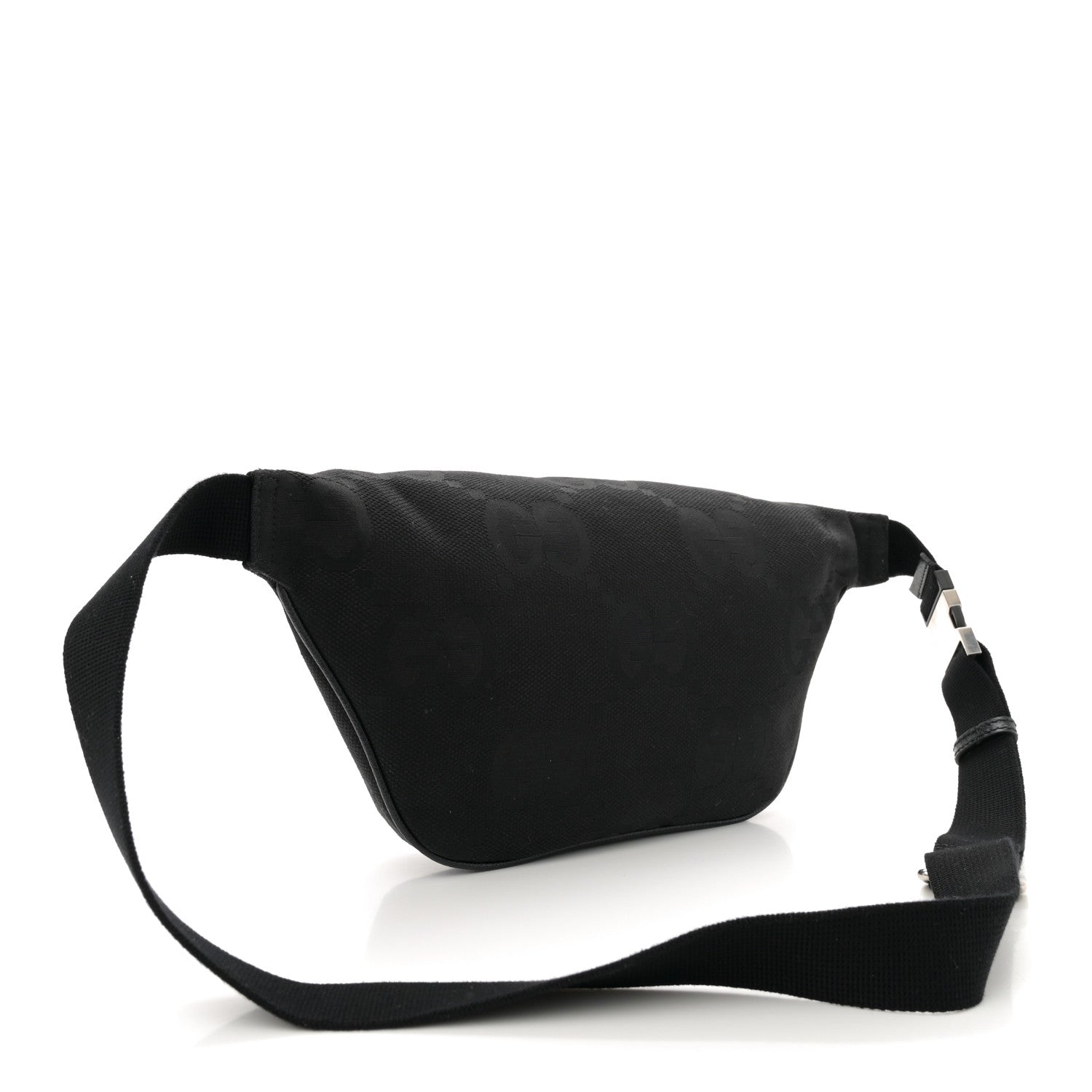 Monogram Jumbo GG Textured Dollar Calfskin Web Belt Bag Black