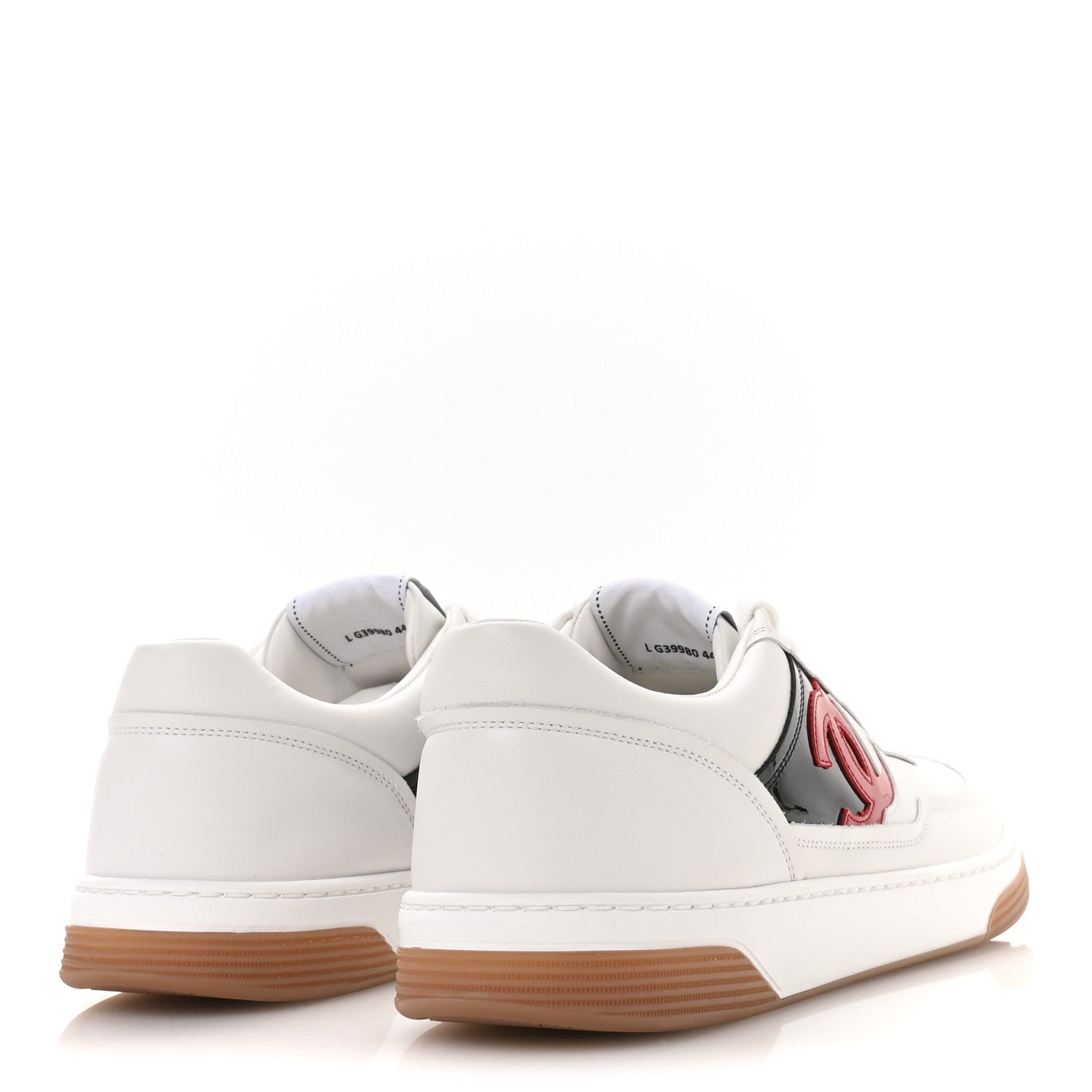 Calfskin Patent Calfskin Mens CC Sneakers 44 White Black Red