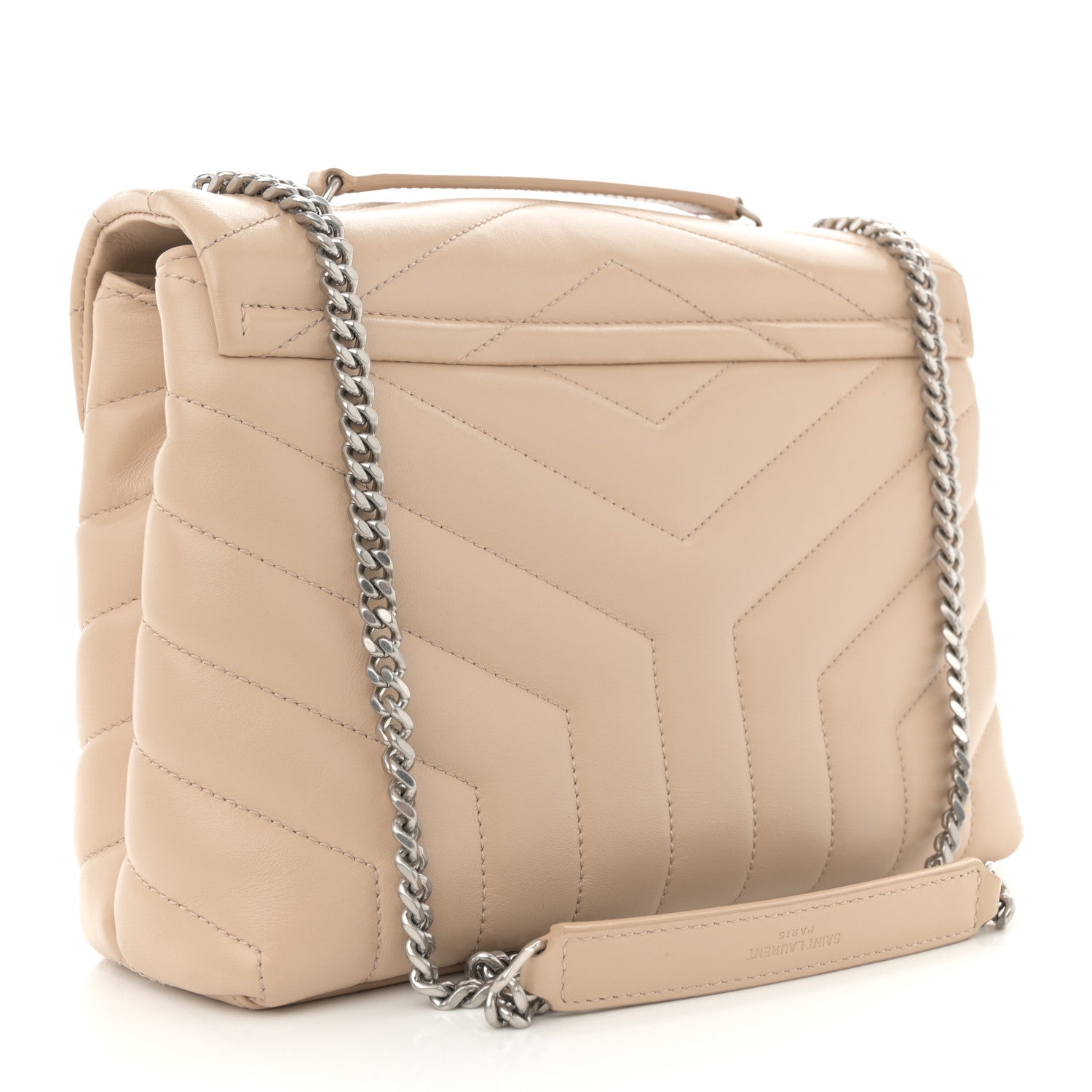 Calfskin Y Quilted Monogram Small Loulou Chain Satchel Dark Beige