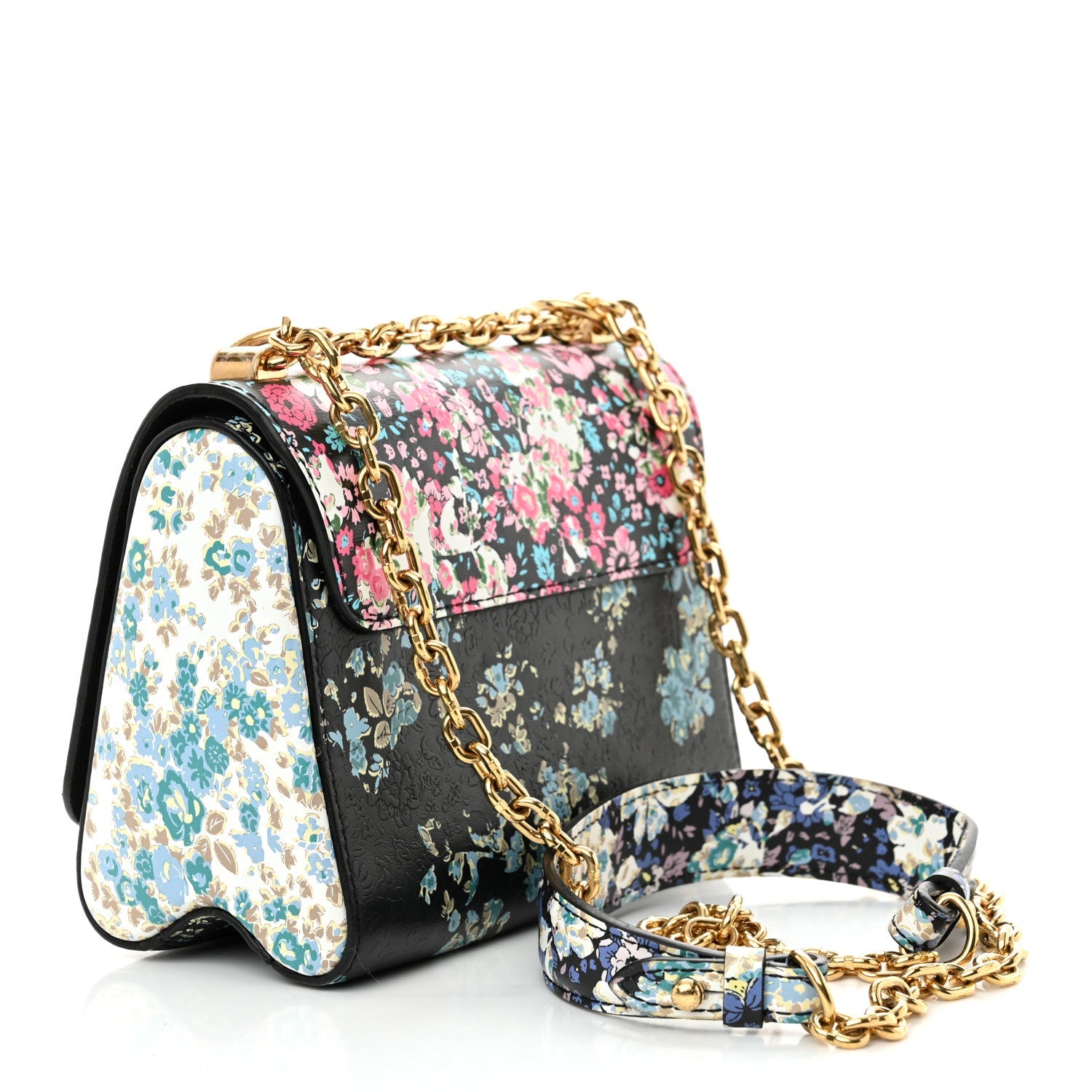Printed Calfskin Flower Twist Shoulder Bag PM