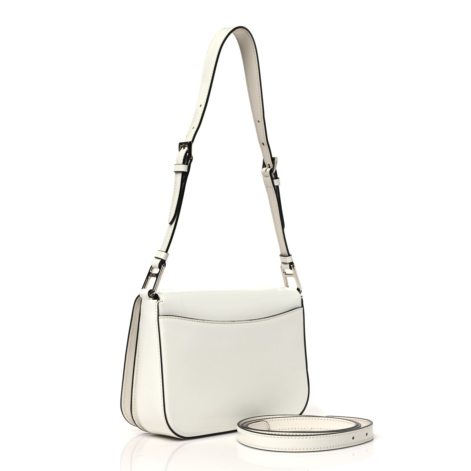Spazzolato Flap Shoulder Bag White