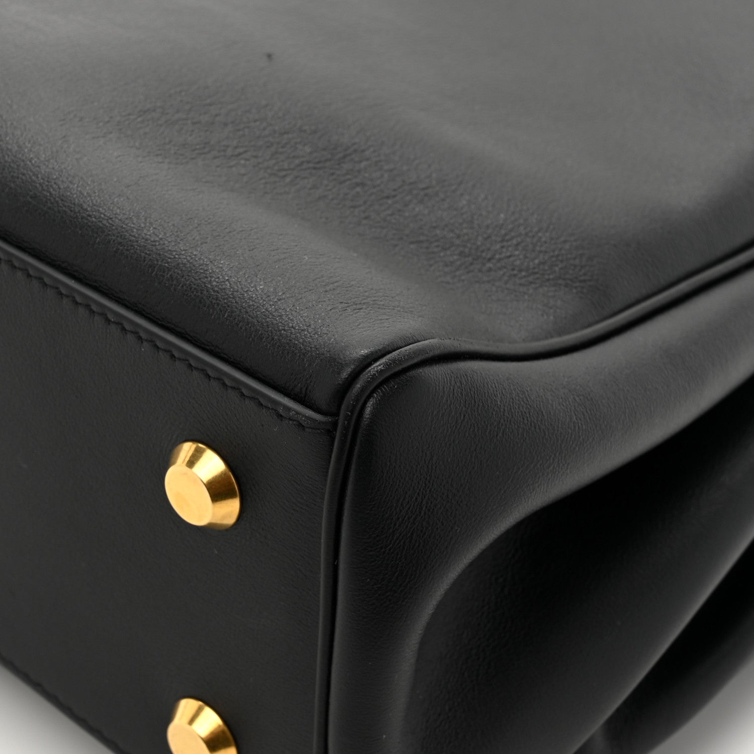 Natural Smooth Calfskin Medium Rodeo Top Handle Handbag Black