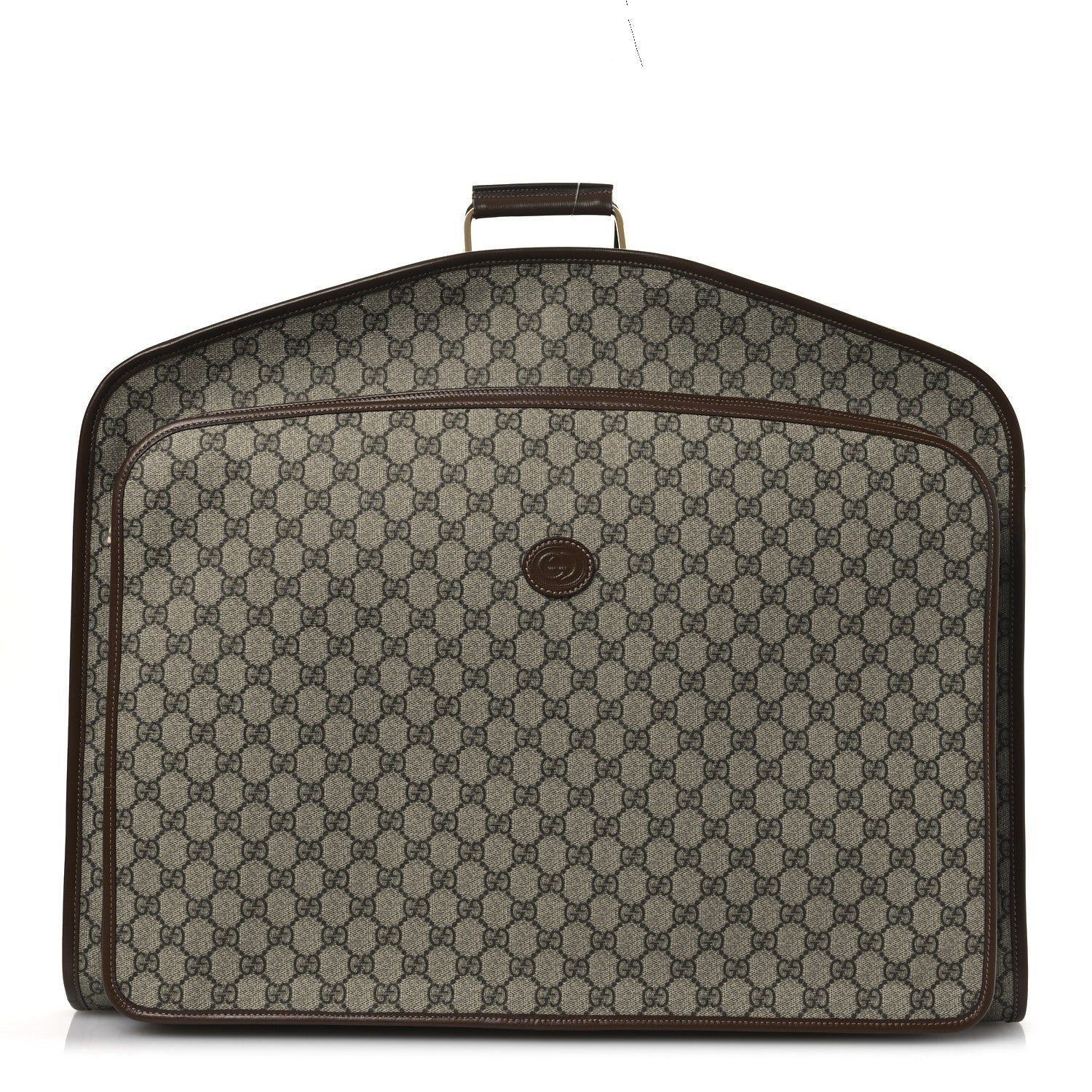 GG Supreme Monogram Azalea Calfskin Retro Interlocking G Hanger Garment Bag Beige Ebony Brown Sugar