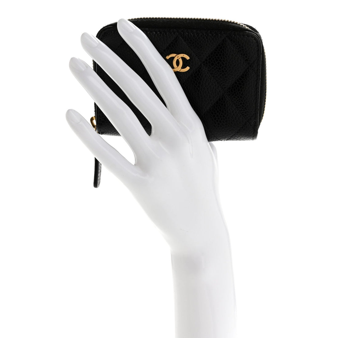 Caviar Quilted Zip Coin Purse Black