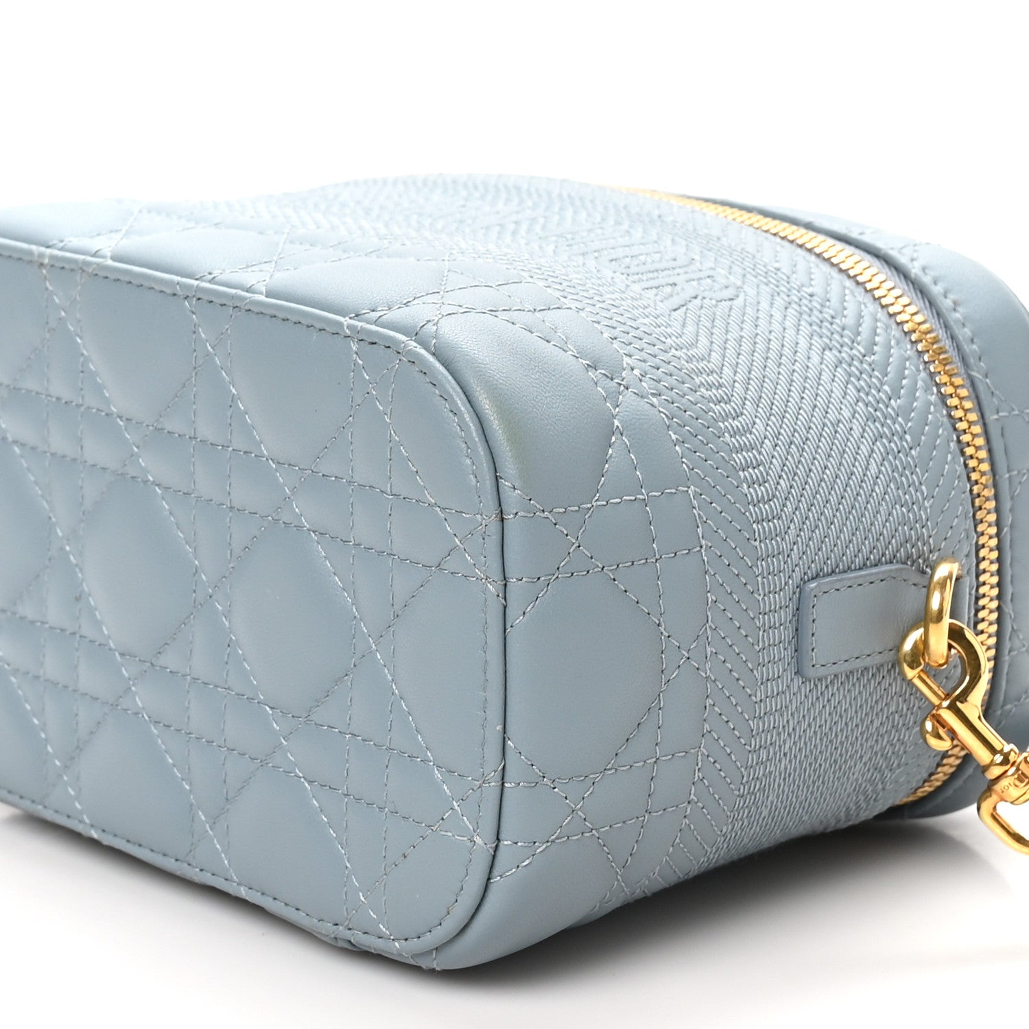 Lambskin Cannage Small Diortravel Vanity Case Cloud Blue