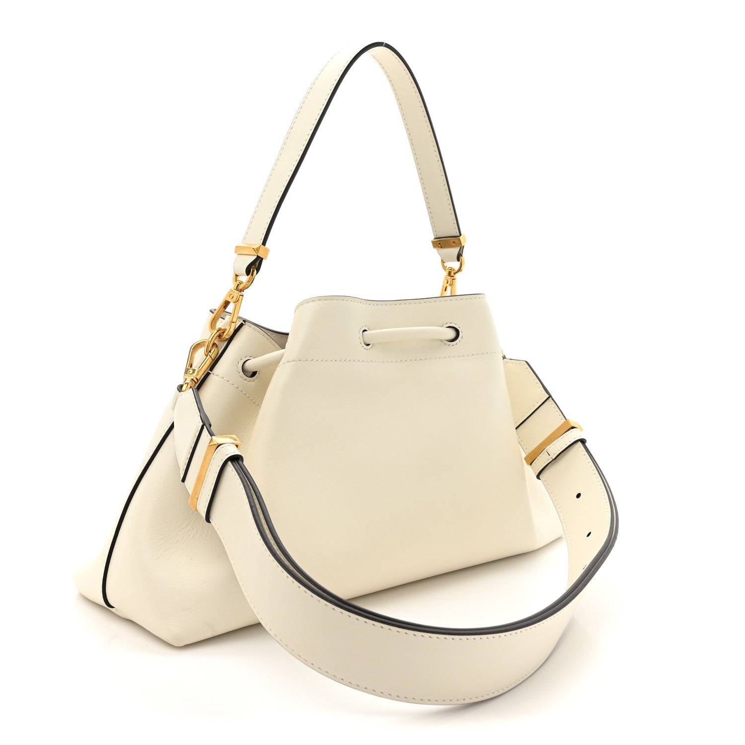 Soft Shiny Calfskin Bon Bon East West Bucket Bag Latte