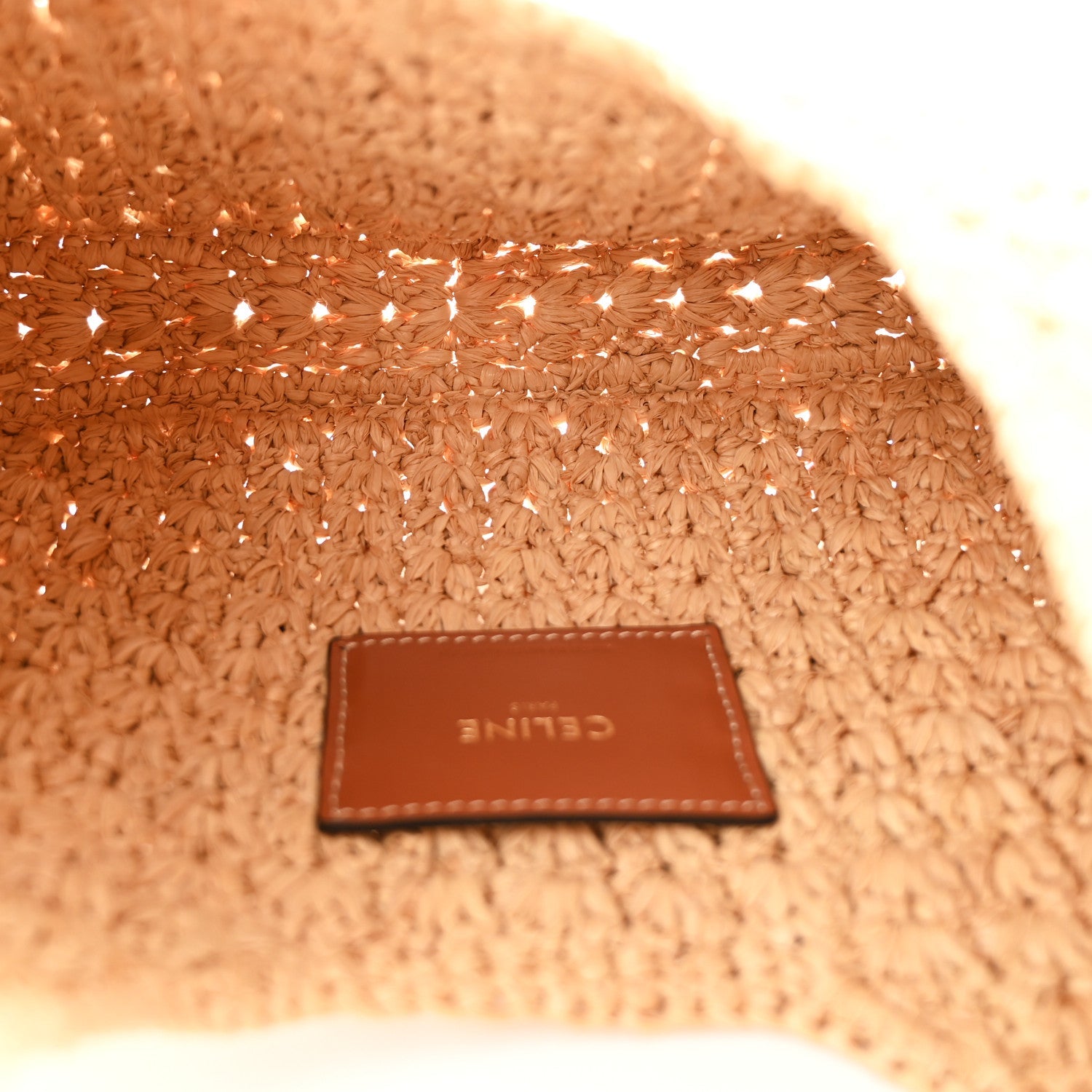 Raffia Calfskin Triomphe Panier Hobo Bag Natural Tan