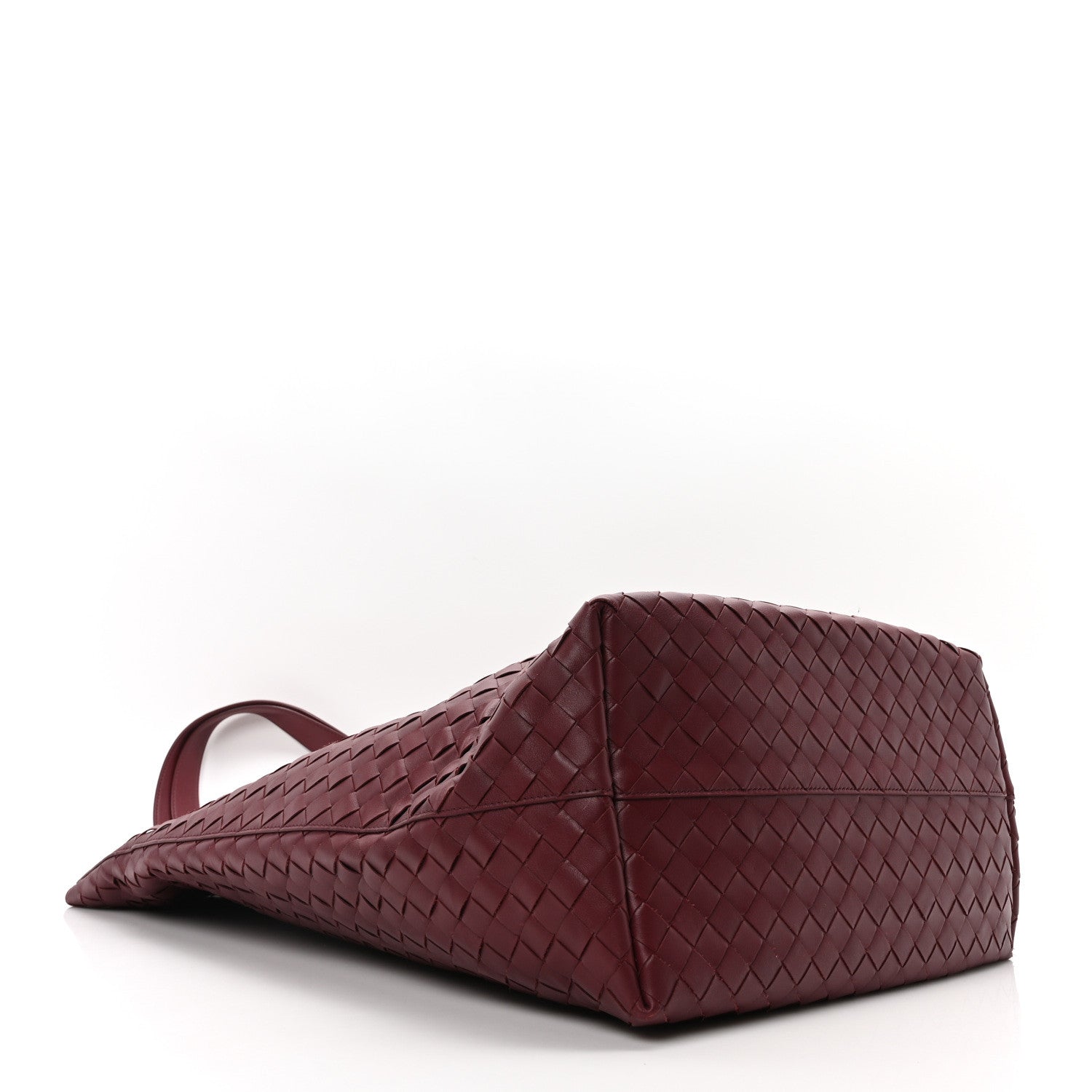 Calfskin Intrecciato Large North South Tote Bag Burgundy