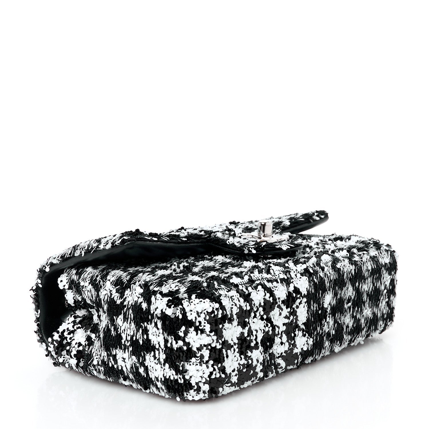Sequin Houndstooth Small Flap Black White