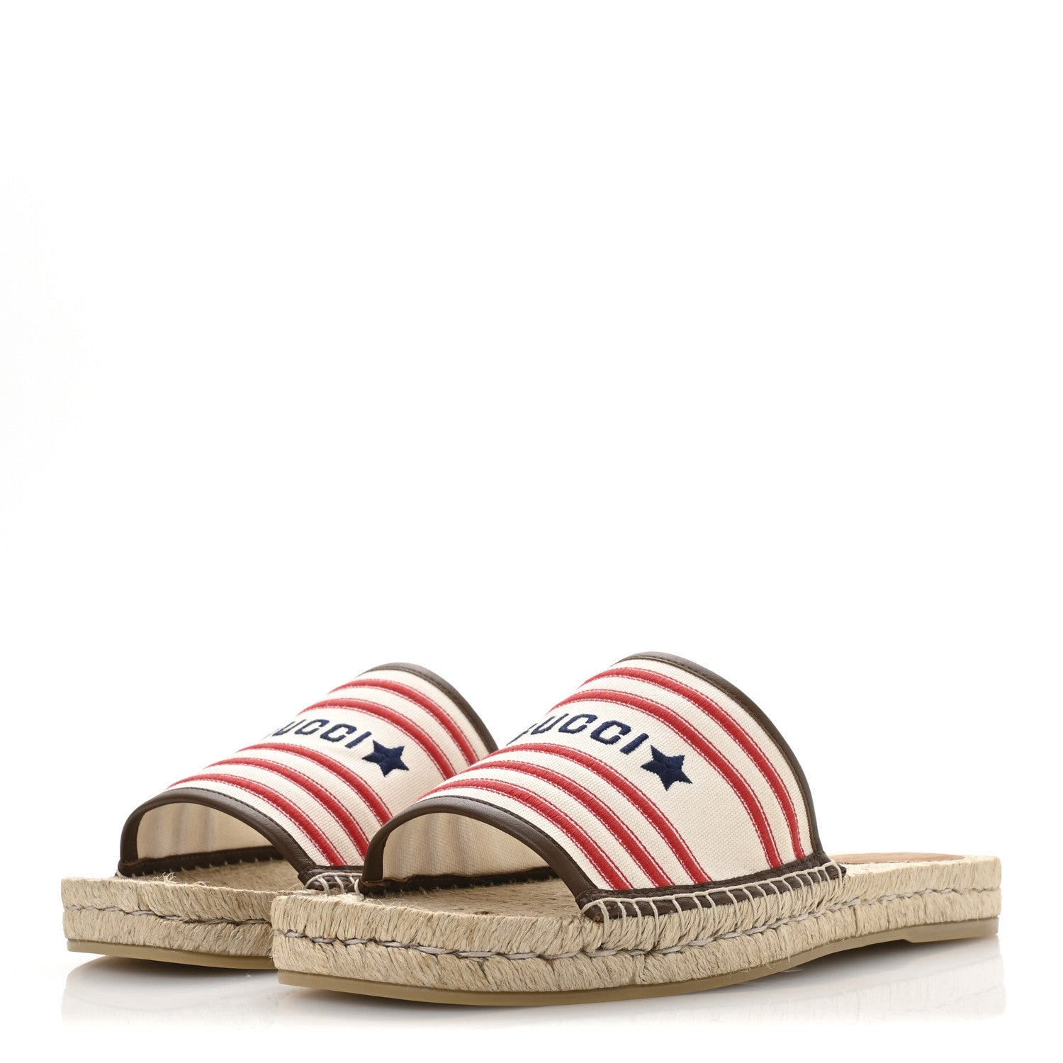 Canvas Miro Soft Calfskin Striped Mens Espadrille Flat Slide Sandals 10 Greggio Brown Sugar