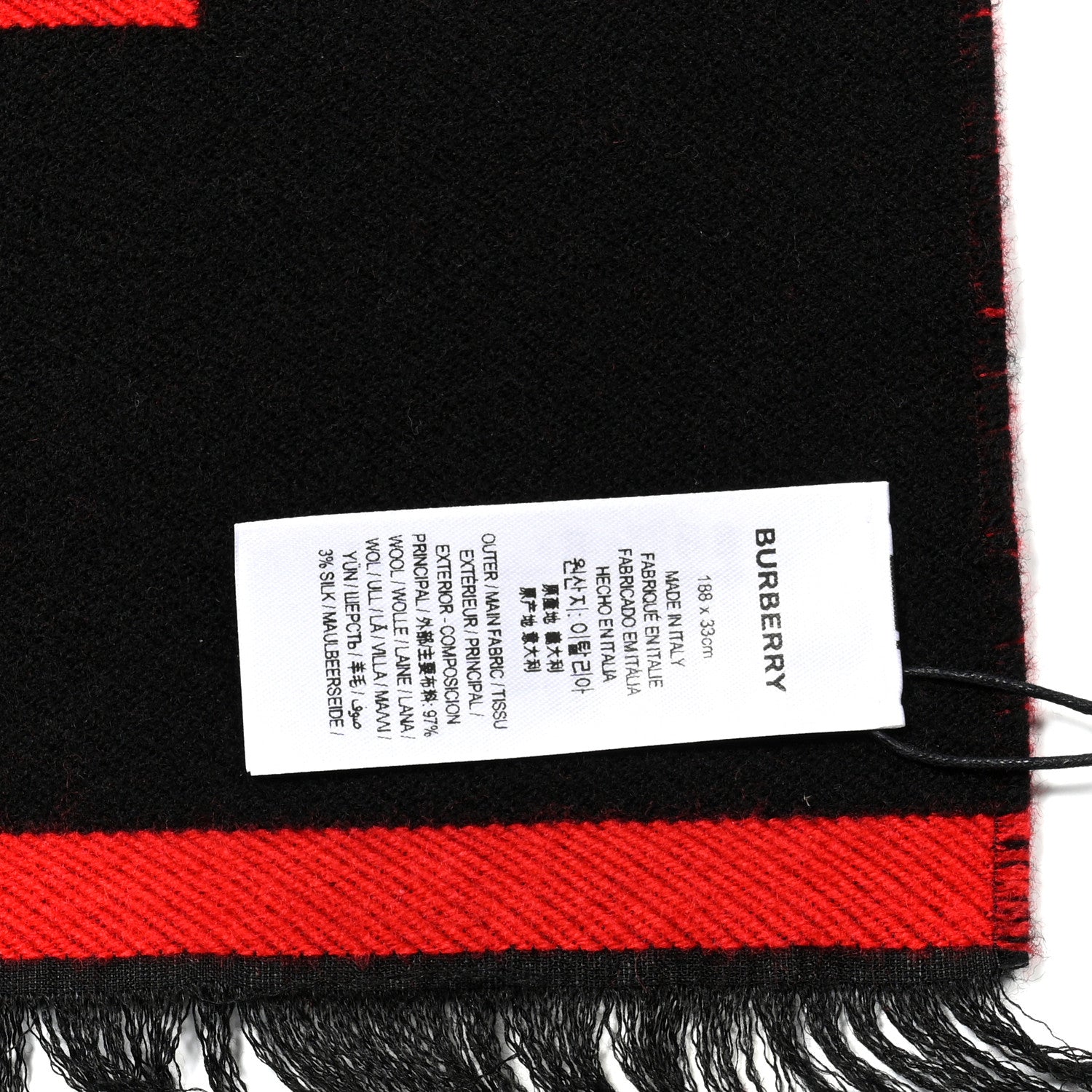 Wool Silk Monogram TB Reversible Fringe Scarf