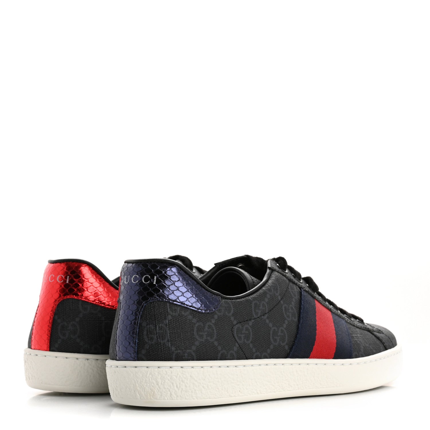 GG Supreme Monogram Ayers Web Mens New Ace Sneakers  5 Black