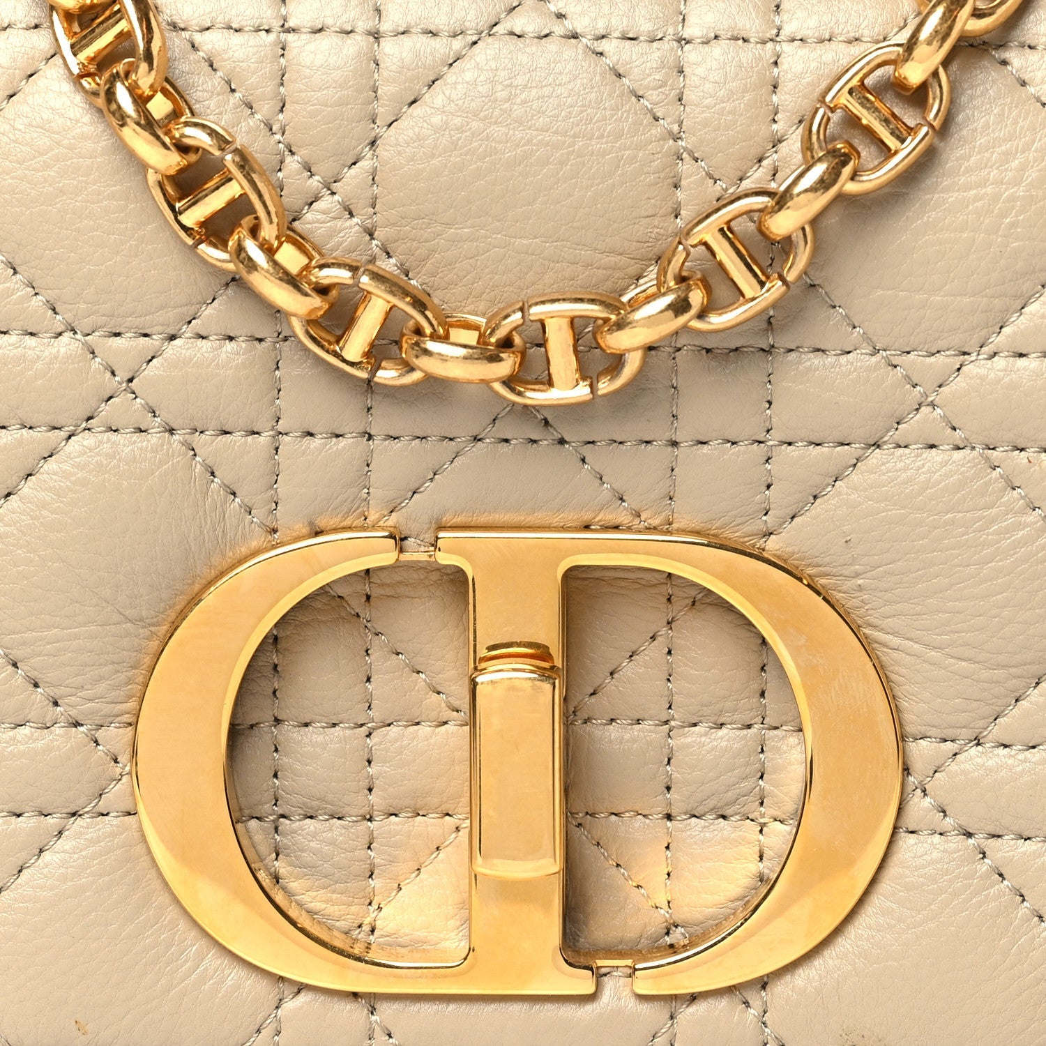 Grained Calfskin Cannage Small Caro Bag Beige