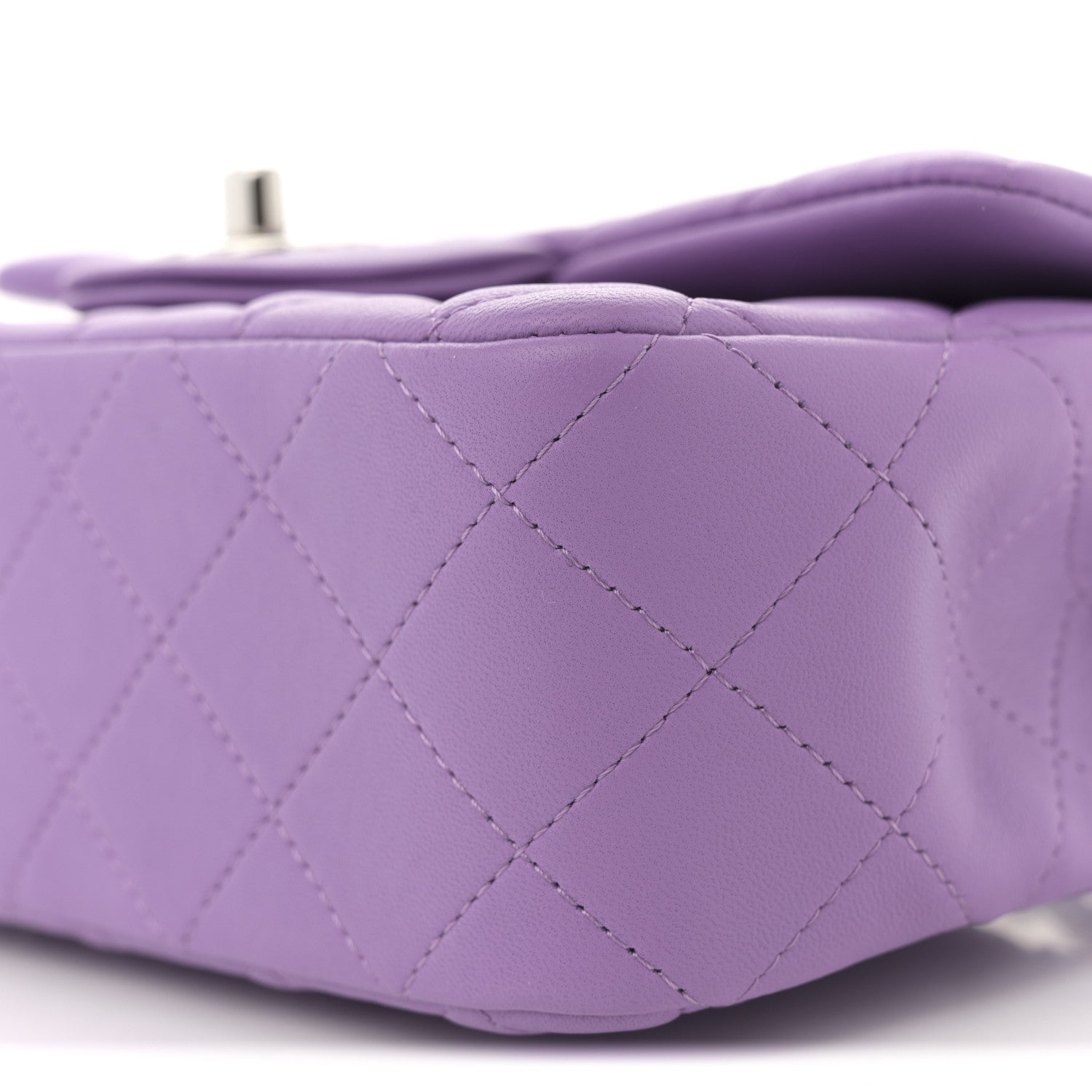 Lambskin Quilted Mini Rectangular Flap Purple