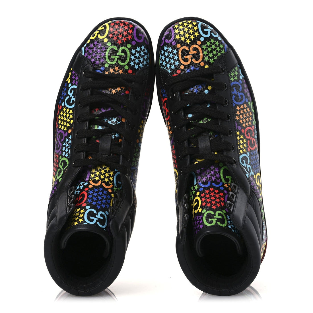 GG Supreme Monogram Psychedelic Mens High Top Sneakers 9 Black Multicolor