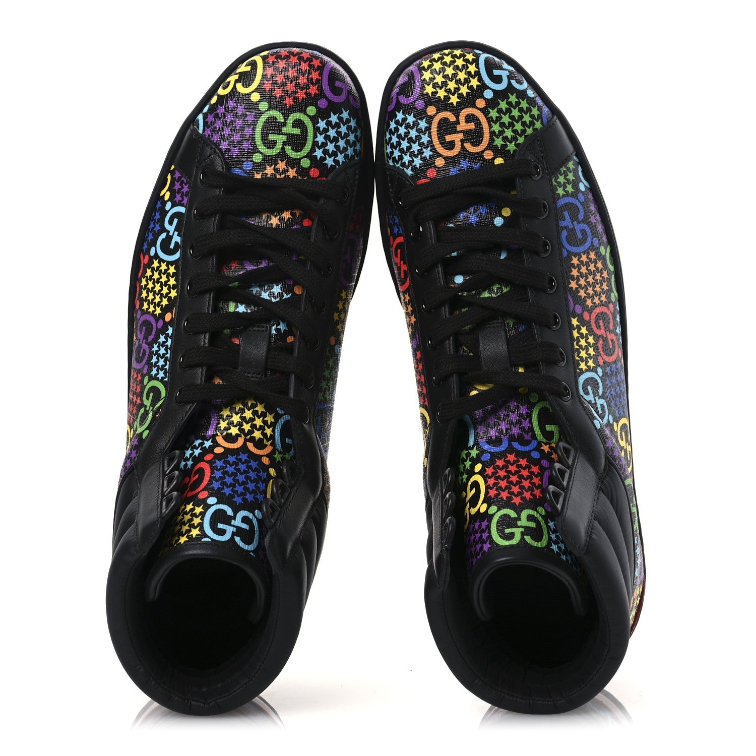 GG Supreme Monogram Psychedelic Mens High Top Sneakers 9 Black Multicolor