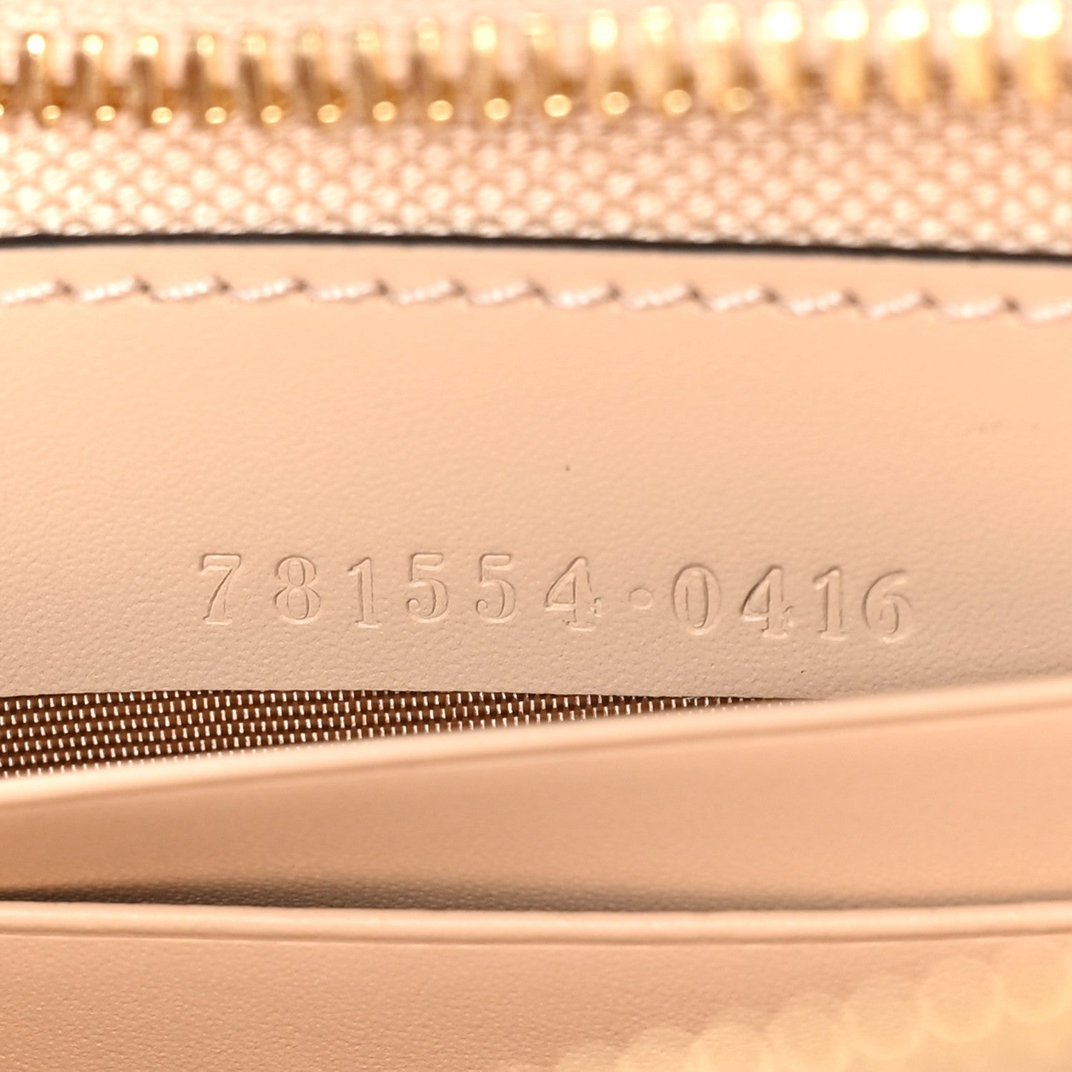 Calfskin GG Super Mini Debossed Chain Wallet Light Beige