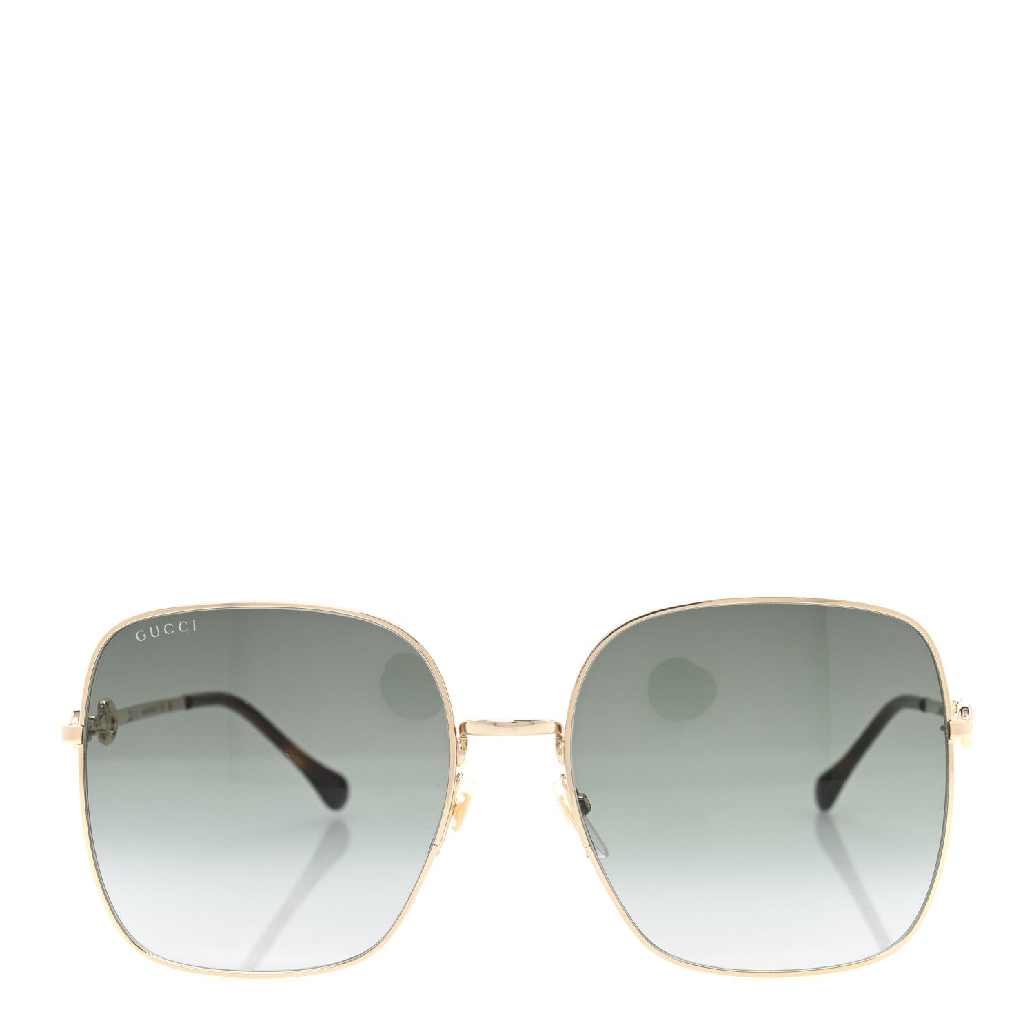 Metal Horsebit Square Frame Sunglasses GG0879S Gold