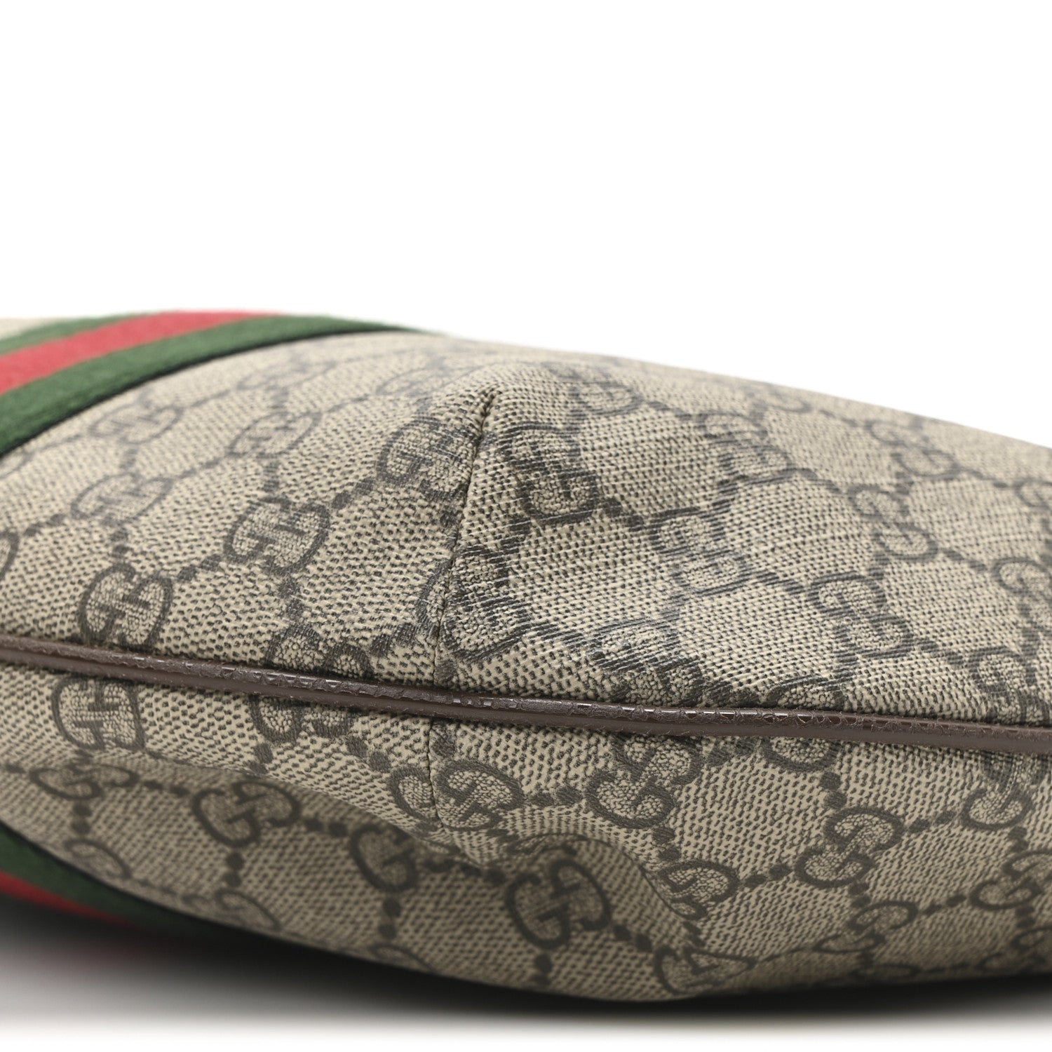 GG Supreme Monogram Web Small Ophidia Half Moon Hobo Brown