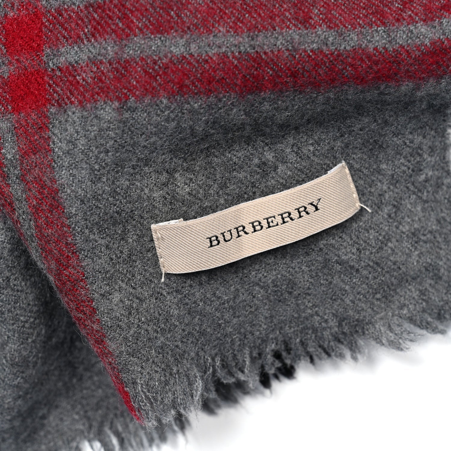 Lambswool House Check Fringe Scarf Grey