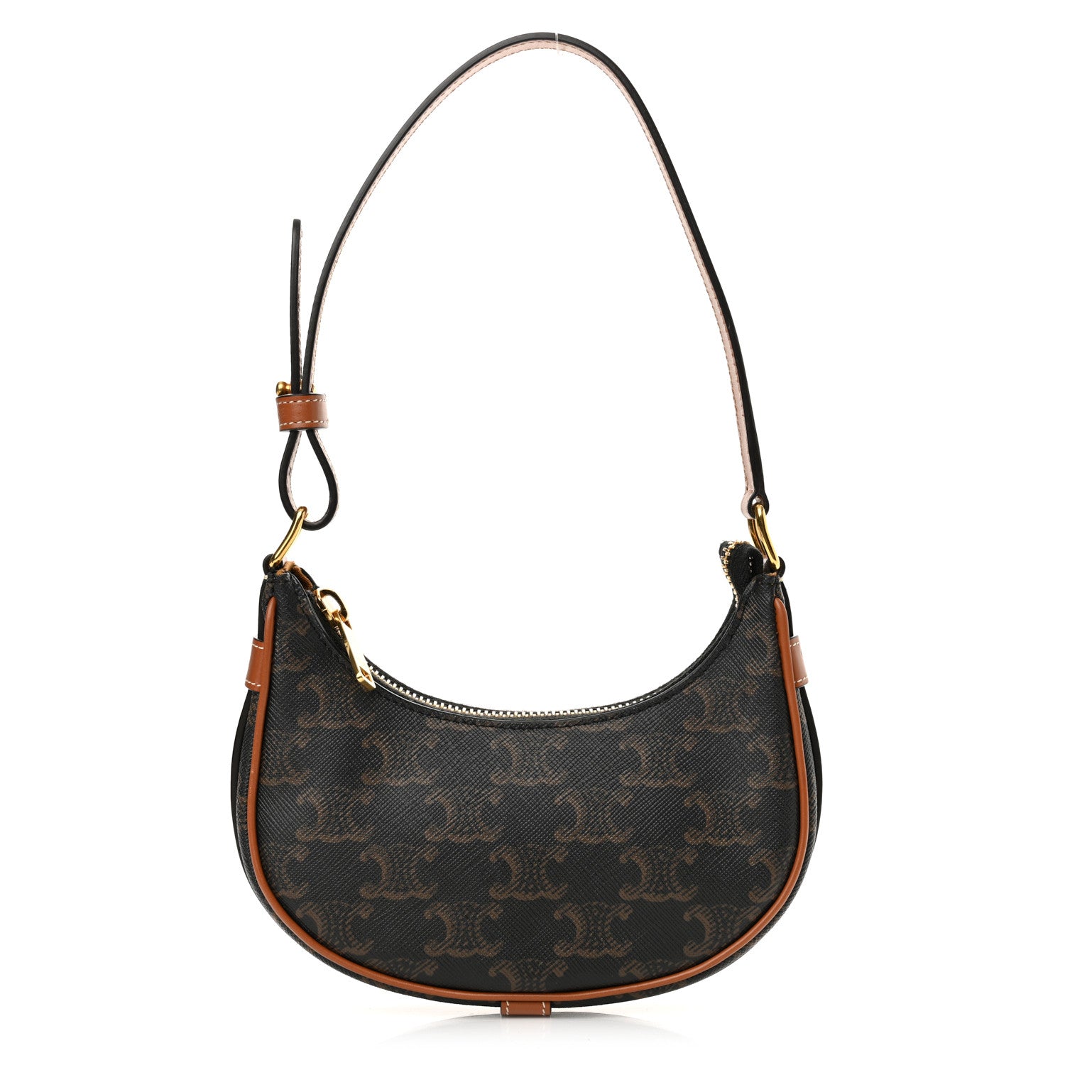 Canvas Calfskin Mini Ava Triomphe Shoulder Bag Tan