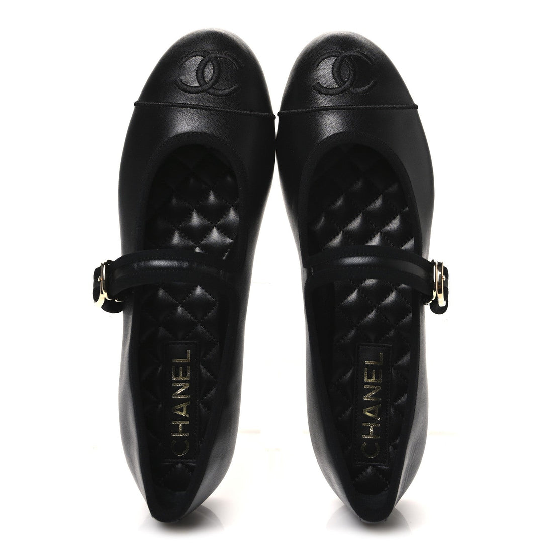 Lambskin Mary Jane Flats 38.5 Black