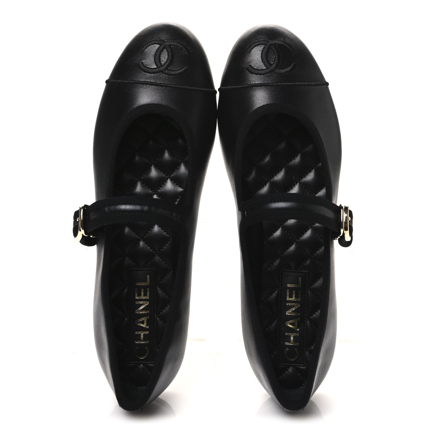 Lambskin Mary Jane Flats 38.5 Black