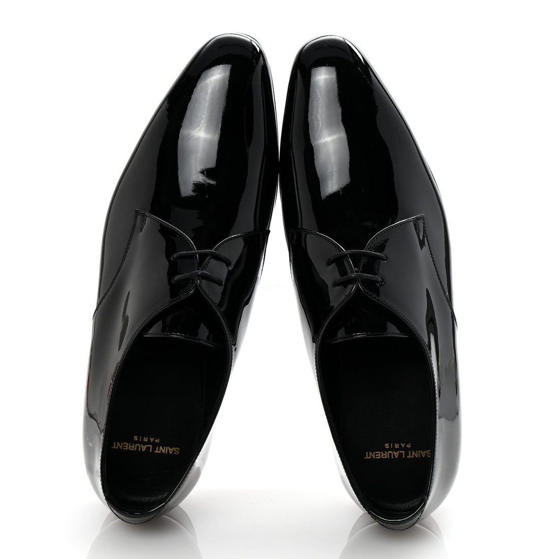 Patent Calfskin Mens Derby Lace Up Shoes 41.5 Black