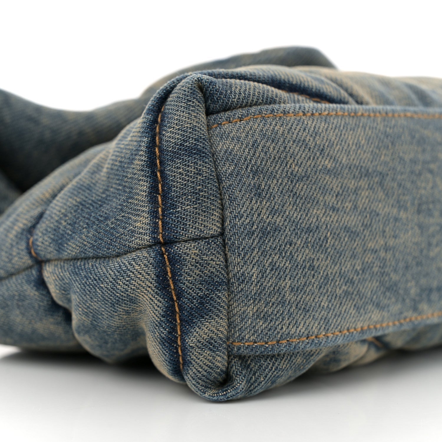 Denim Quilted Toy Loulou Puffer Monogram Chain Satchel Blue Cinnamon