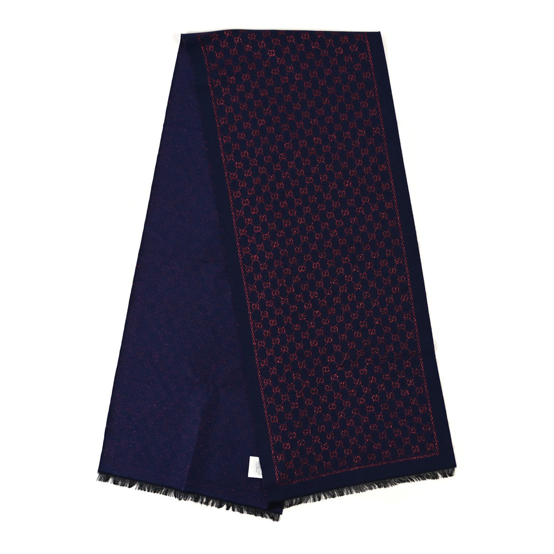 Wool Silk Jacquard GG Monogram Stenix Scarf Navy Red