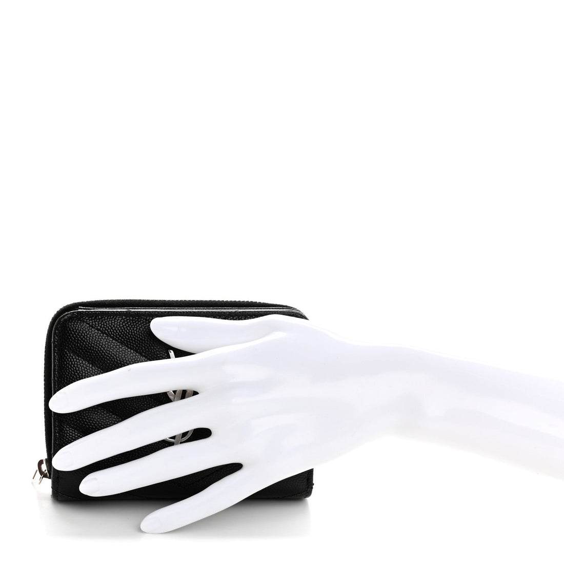 Grain De Poudre Matelasse Chevron Monogram Compact Zip Around Wallet Black