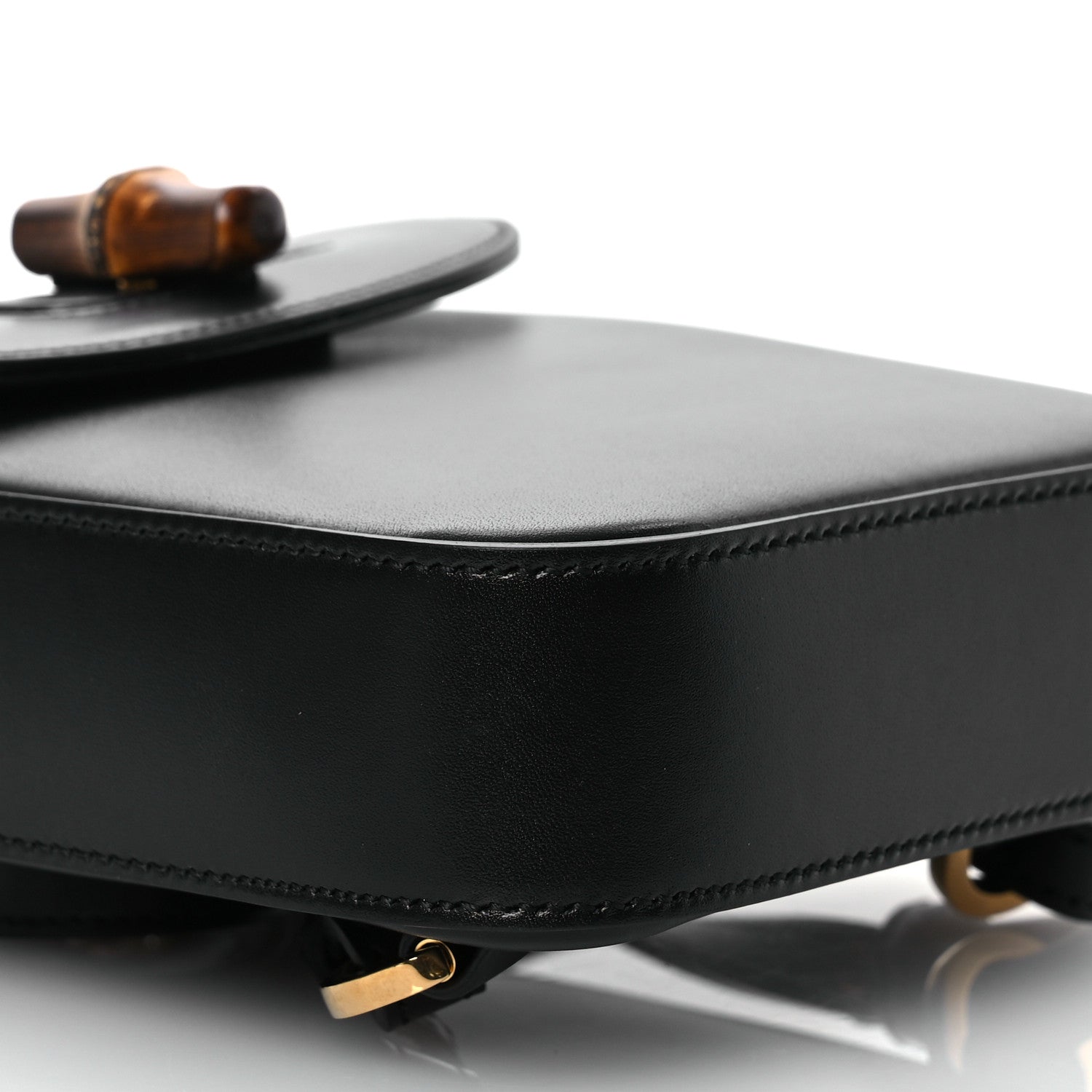 Calfskin Mini Bamboo Top Handle 3 Way Shoulder Bag Black