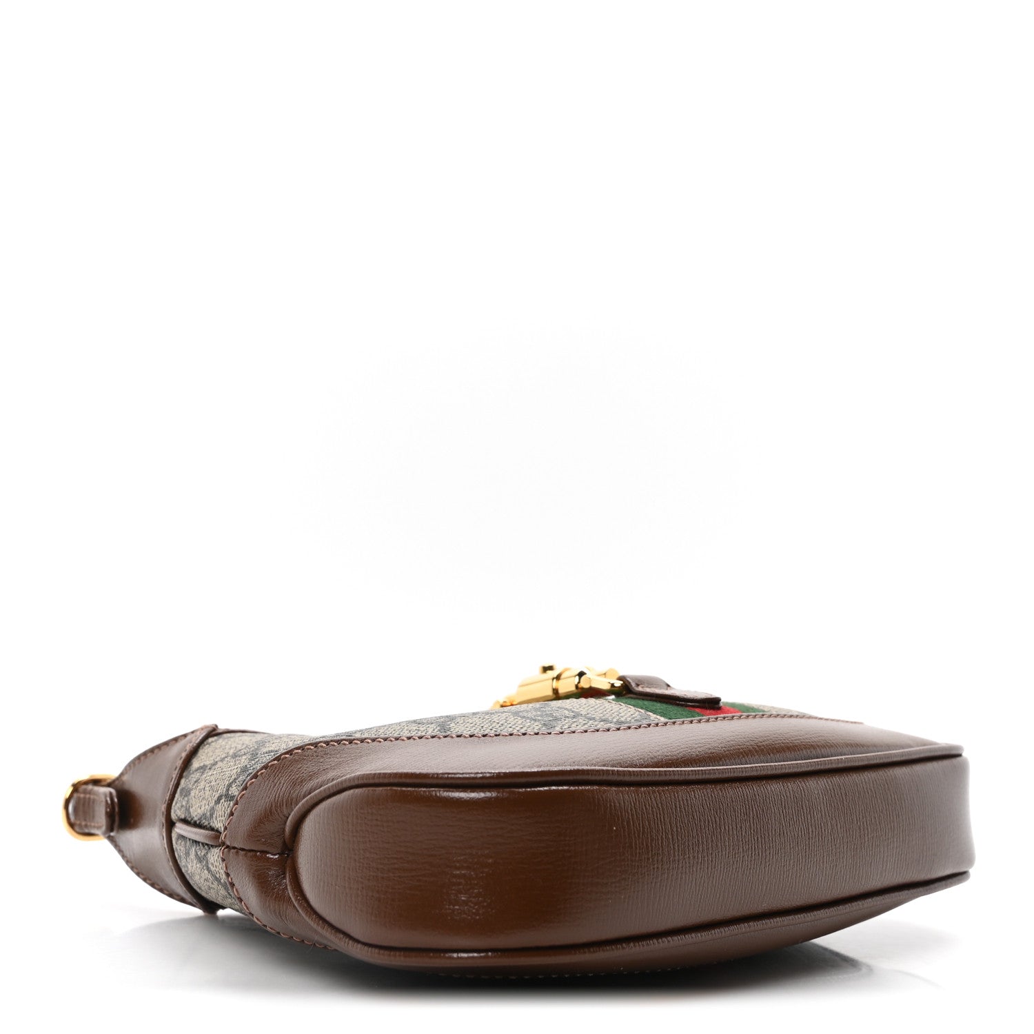 GG Supreme Monogram Azalea Calfskin Web Mini Jackie 1961 Hobo Beige Ebony Brown Sugar