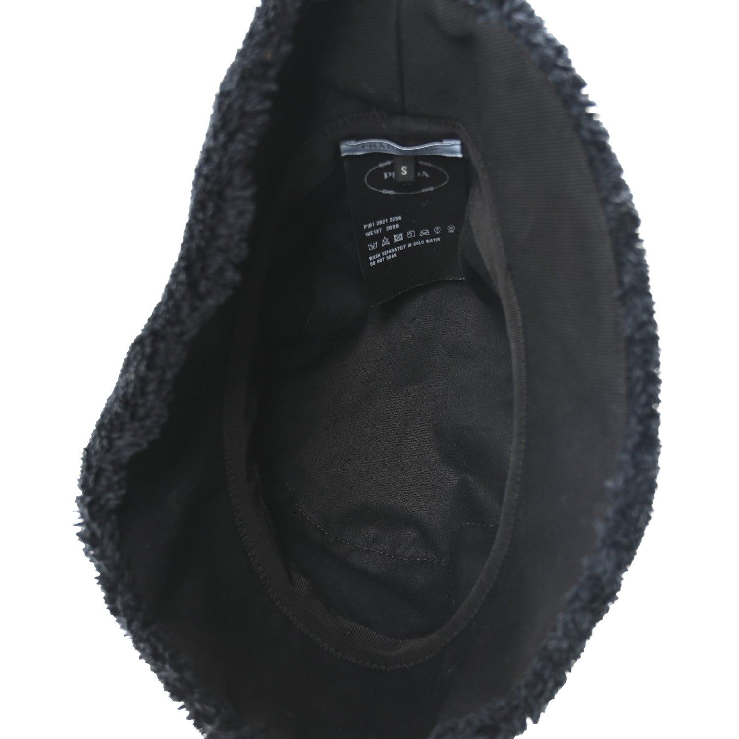 Terry Cloth Logo Embroidered Womens Bucket Hat S Black White