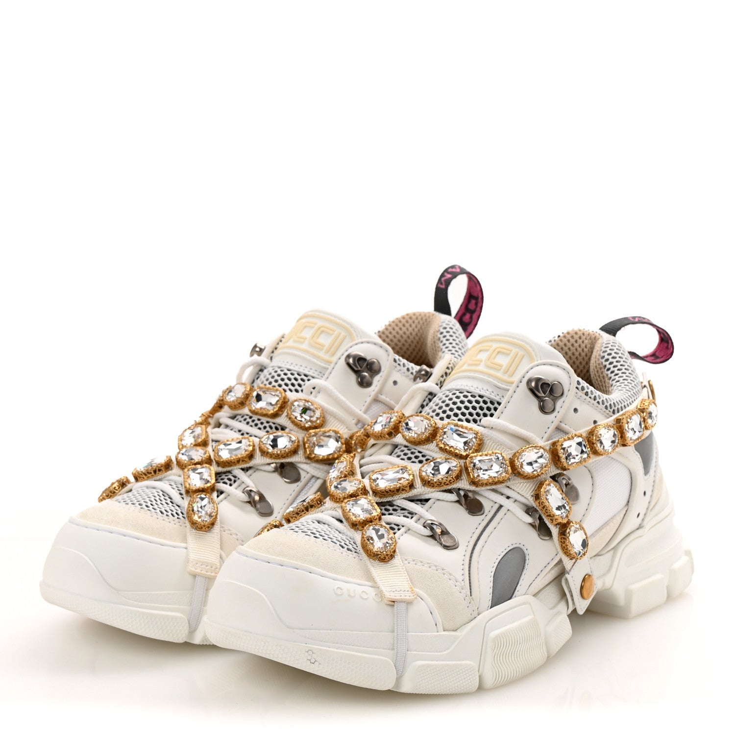 X SEGA Mesh Calfskin Suede Removable Crystals Mens Flashtrek Sneakers 9 Great White